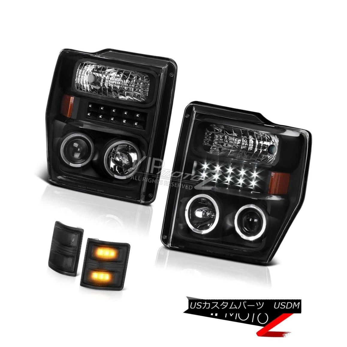 ヘッドライト HALO LED Projectors Black Headlights Smoke Signal Parking Tow Mirror Lights Pair HALO LEDプロジェクターブラックヘッドライトスモークシグナル駐車牽引ミラーライトペア 【並行輸入品】