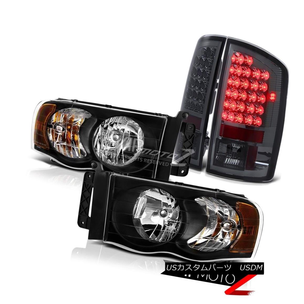 ヘッドライト Black/Amber L+R Headlight+Smoke LED Tail Light Dodge 1500/2500 RAM 02-05 ブラック/アンバーL + Rヘッドライト+スモーク e LEDテールライトドッジ1500/2500 RAM 02-05 【並行輸入品】