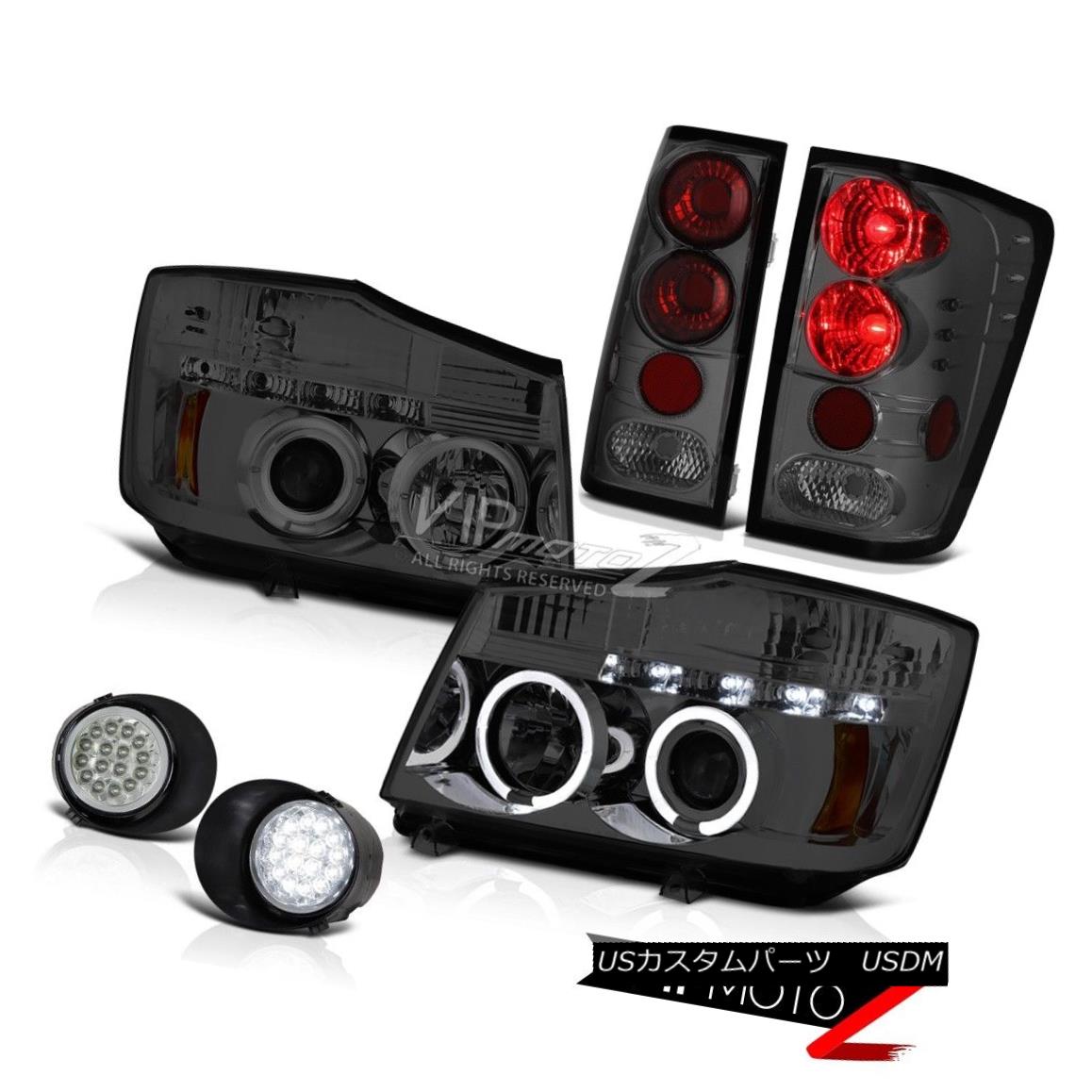 ヘッドライト For 04-15 Titan Pro-4X Pair Smoke Headlight Tint Tail Light Lamp LED Bumper Fog 04-15タイタンプロ-4Xペアの煙のヘッドライト色合いテールライトランプLEDバンパーフォグ 【並行輸入品】