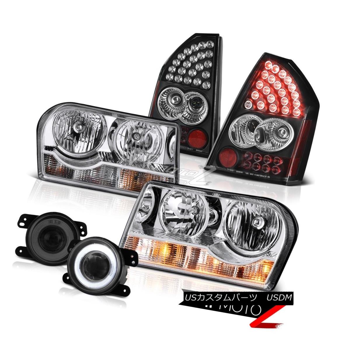 ヘッドライト 05-07 Chrysler 300 Pair Chrome Headlights Black Tail Lights Projector Smoke Fog 05-07クライスラー300ペアクロームヘッドライトブラックテールライトプロジェクタースモークフォグ 【並行輸入品】