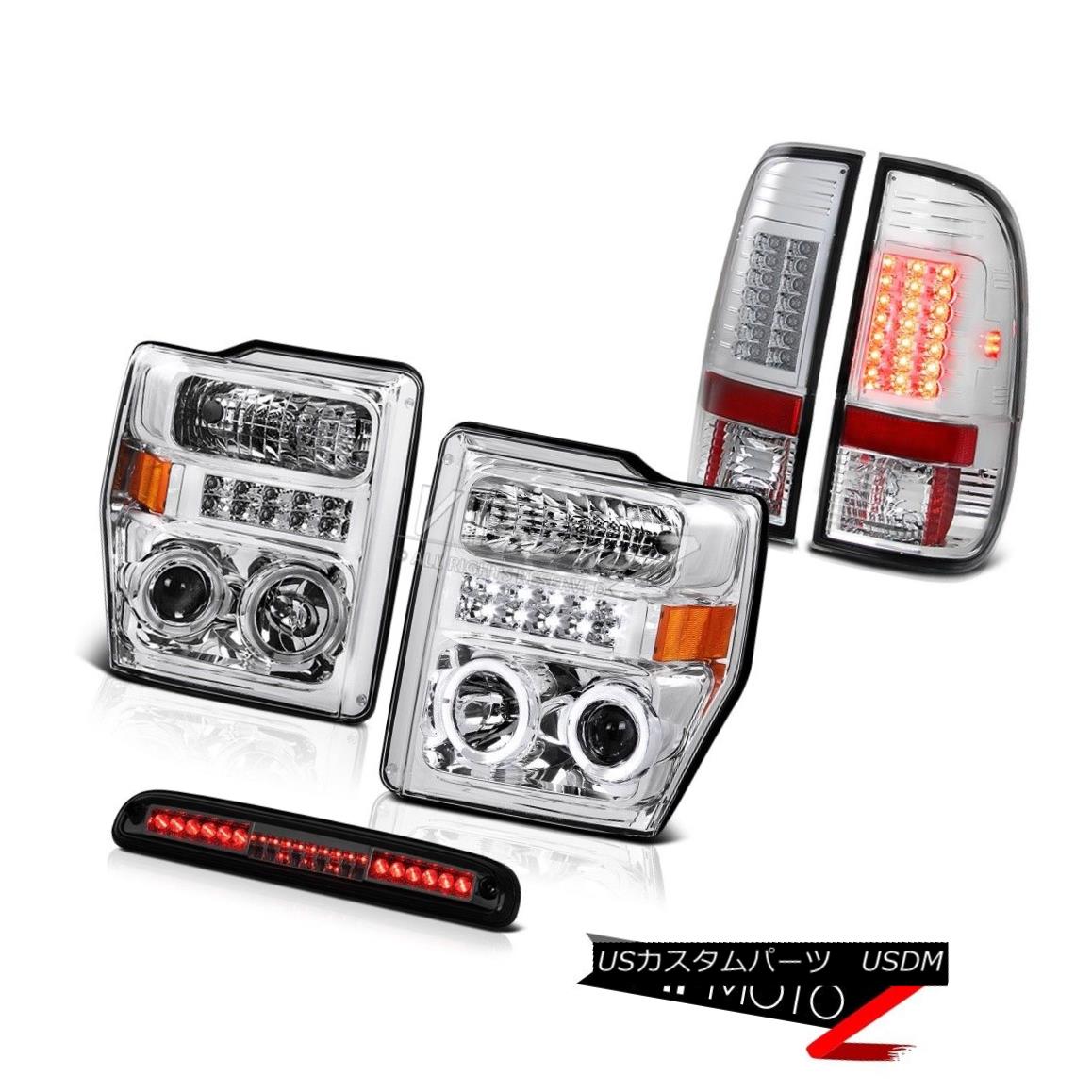 ヘッドライト Clear Angel Eye Headlights LED Tail Lights Smoke Third Brake 2008-2010 F350 XLT クリアエンジェルアイヘッドライトLEDテールライトスモークサードブレーキ2008-2010 F350 XLT 【並行輸入品】