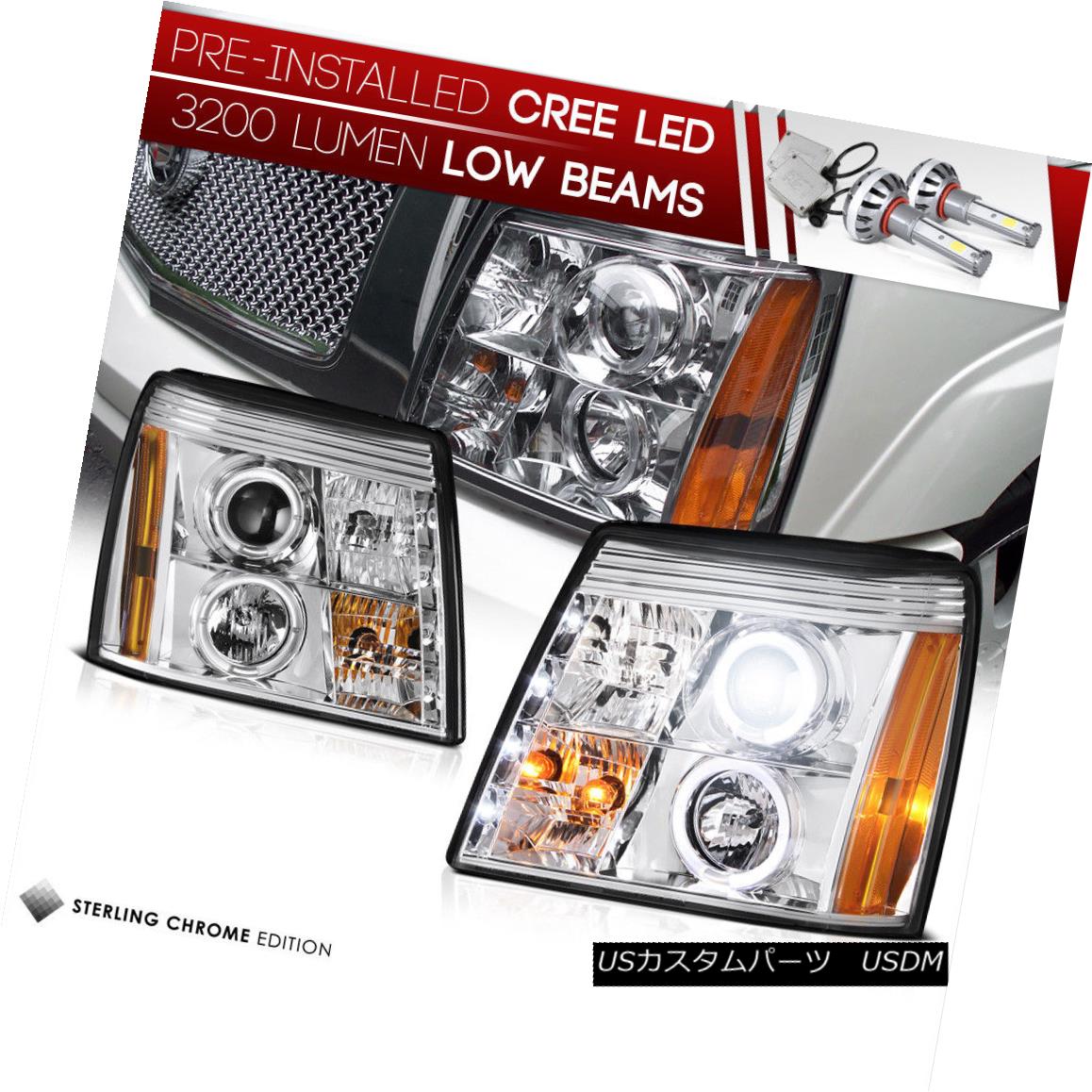 ヘッドライト [BUILT-IN LED LOW BEAM] CADILLAC ESCALADE 2002 New Pair Projector Headlight Set [LEDインラインロービーム] CADILLAC ESCALADE 2002新しいペアプロジェクターヘッドライトセット 【並行輸入品】