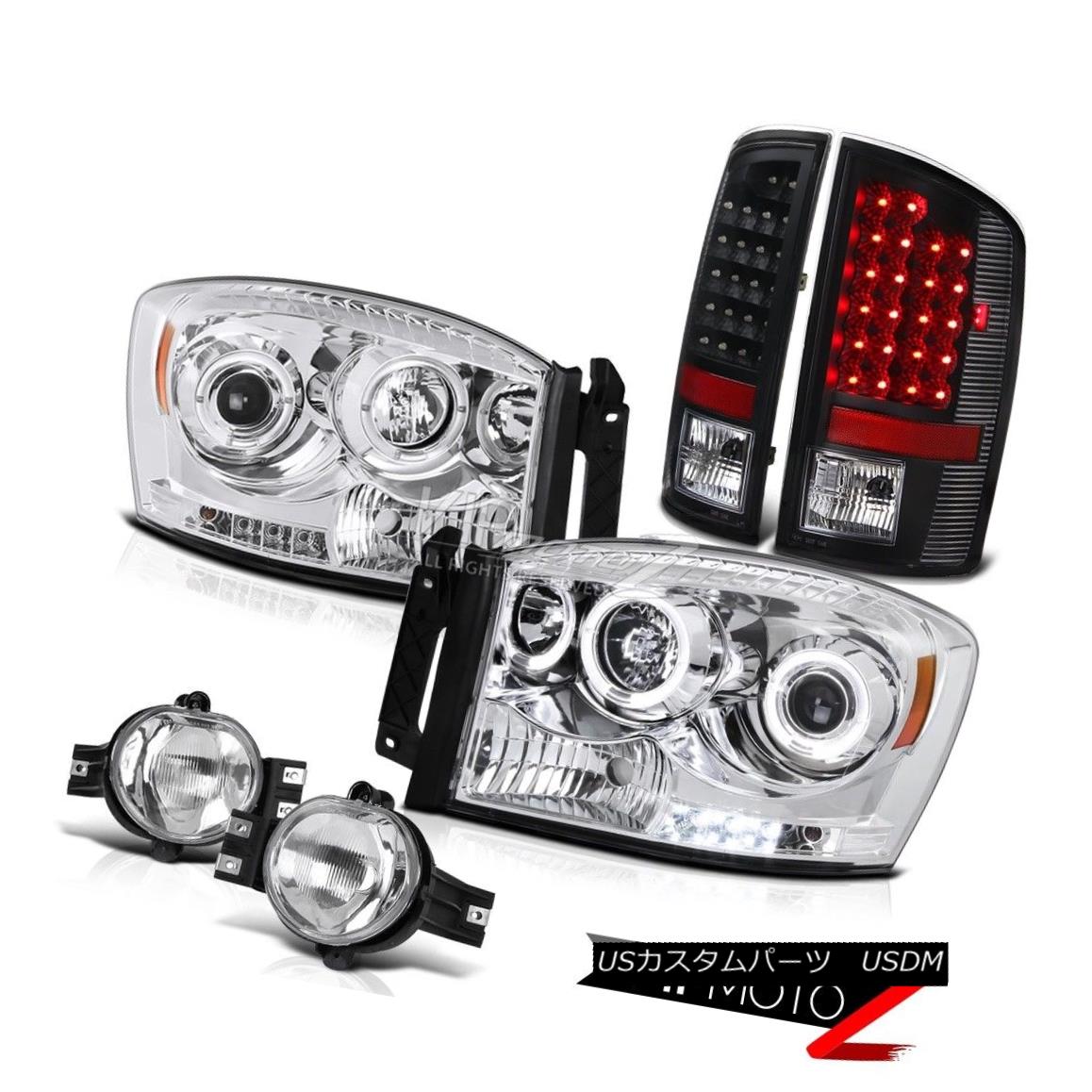 ヘッドライト 2006 Dodge RAM CCFL Angel Eye Projector Headlights+Smoke LED Taillight+Fog Light 2006ダッジRAM CCFLエンジェルアイプロジェクターヘッドライト+スモーキー ke LEDテールライト+フォグライト 【並行輸入品】