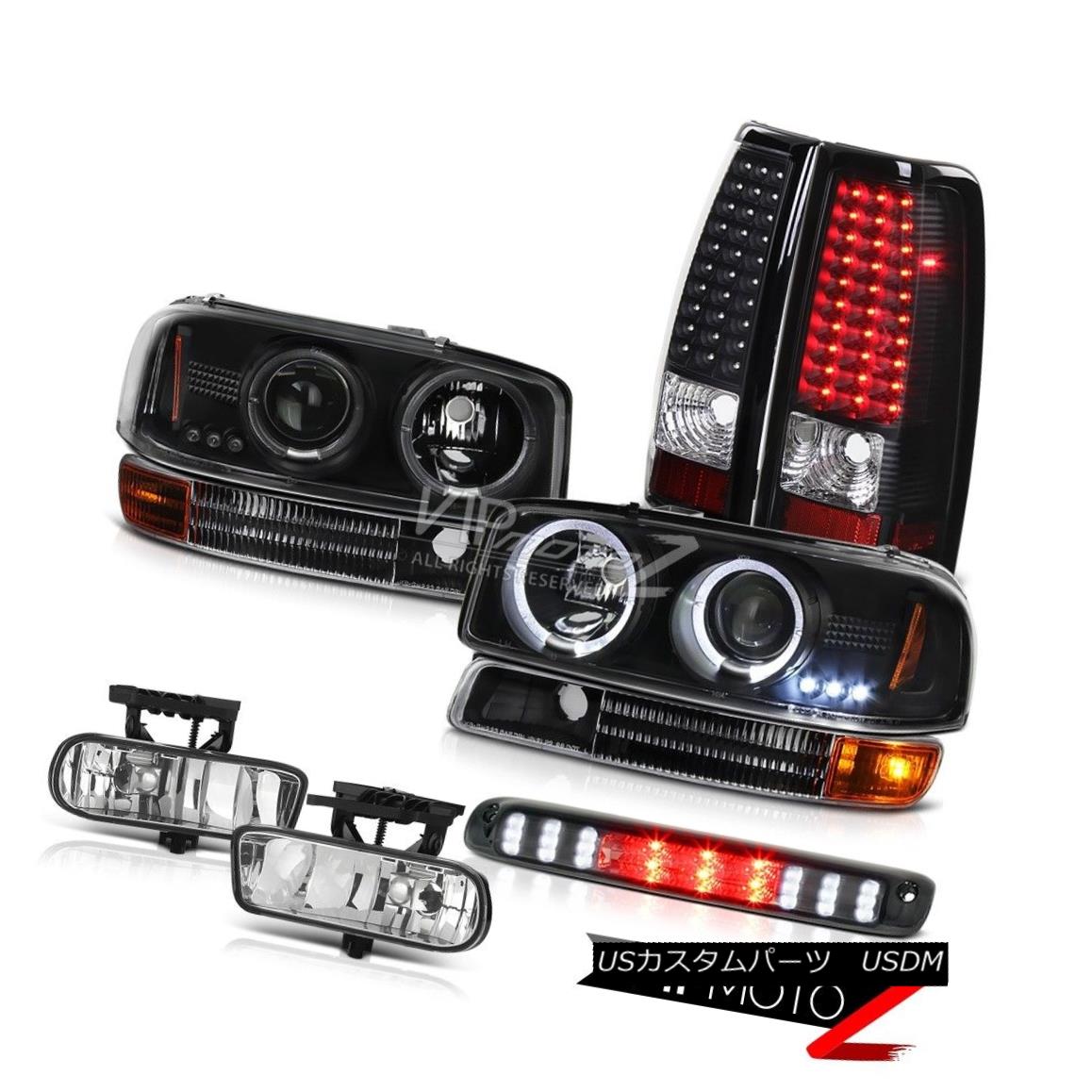 ヘッドライト 99-02 Sierra SLT Matte Black Halo LED Headlights Satin Signal Taillamps Foglamps 99-02 Sierra SLTマットブラックハローLEDヘッドライトサテンシグナルタイルランプフォグランプ 【並行輸入品】