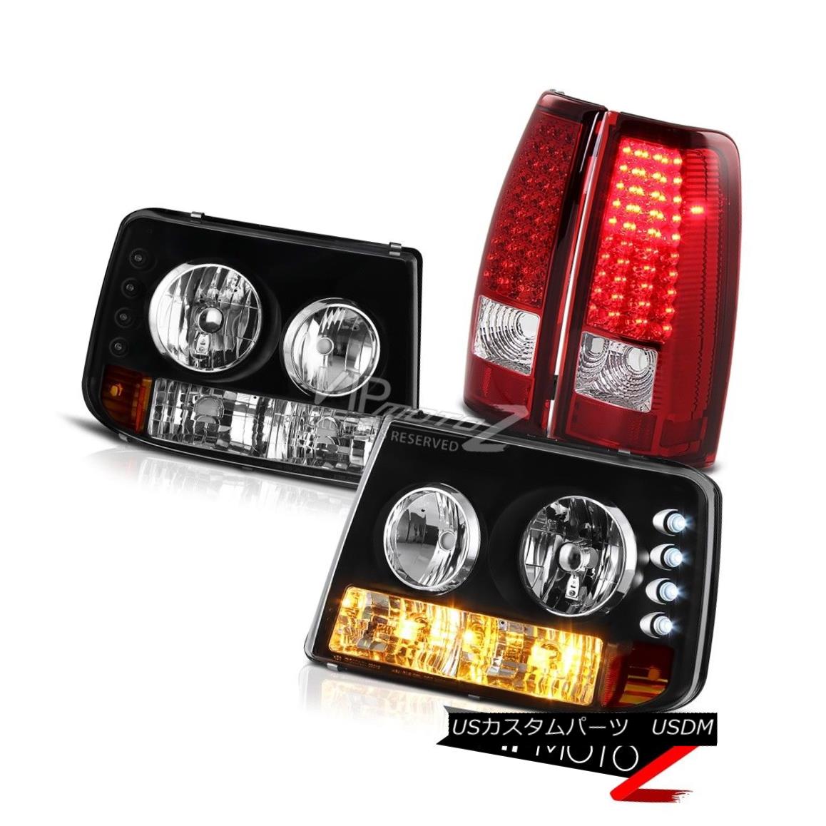 ヘッドライト 99-02 Silverado Black Signal Parking Headlights Red Rear Brake Tail Lights Lamps 99-02 Silveradoブラックシグナルパーキングヘッドライトレッドリアブレーキテールライトランプ 【並行輸入品】