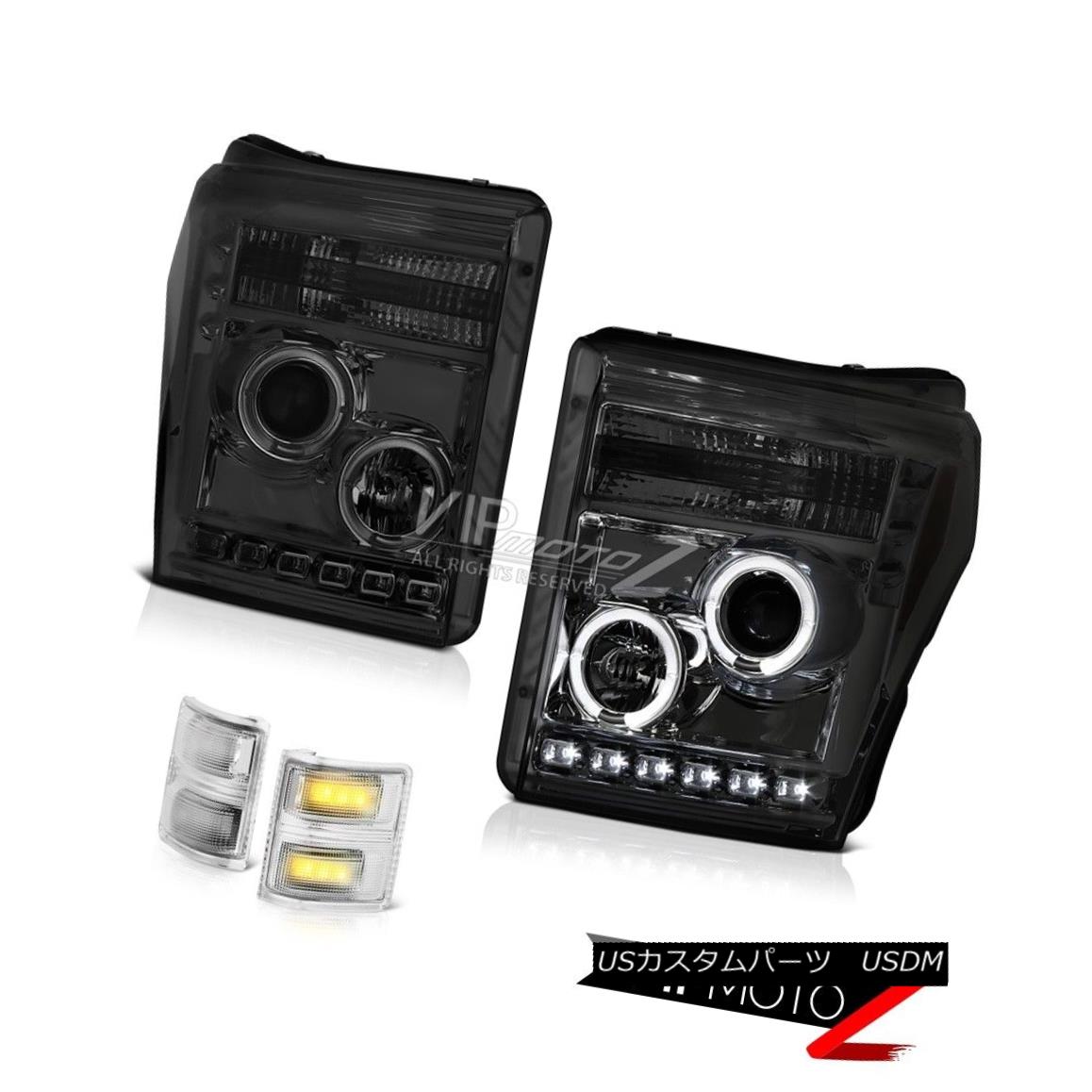 ヘッドライト 11-16 F250 XLT Mirror Signal Light Titanium Smoke Headlights Angel Eyes Halo Rim 11-16 F250 XLTミラーシグナルライトチタンスモークヘッドライトAngel Eyes Halo Rim 【並行輸入品】