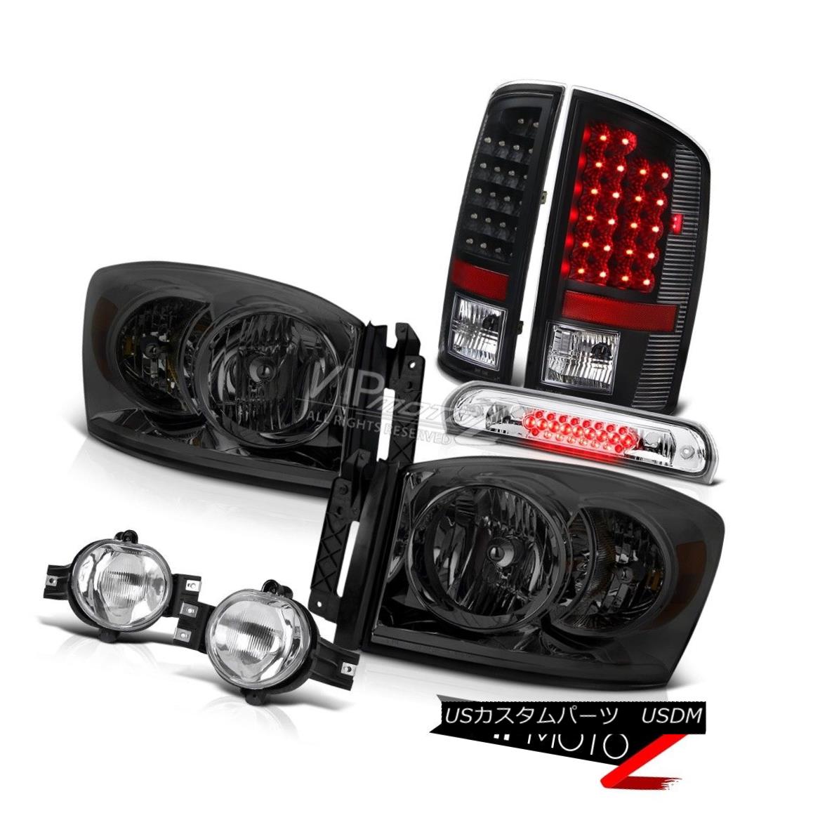 ヘッドライト 2007 2008 Ram V8 L+R Smoke Headlights Bright LED Tail Light Euro Fog Third Brake 2007年のラムV8 L + Rの煙のヘッドライト明るいLEDテールライトユーロフォグ第3ブレーキ 【並行輸入品】