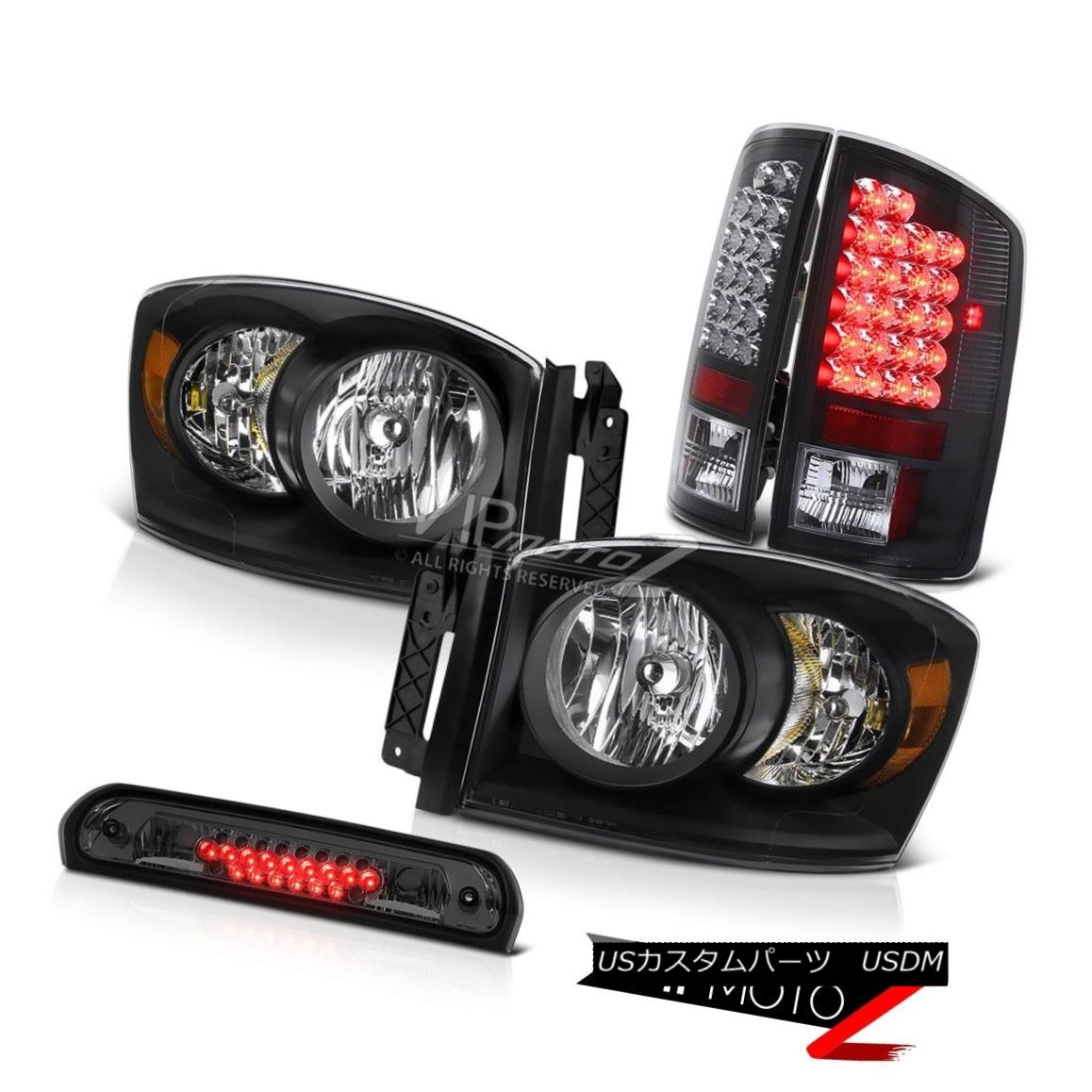 ヘッドライト Inky Black Headlights Tail Lights Assembly LED Third Brake Cargo 07-08 Ram Hemi Inky BlackヘッドライトテールライトアセンブリLED Third Brake Cargo 07-08 Ram Hemi 【並行輸入品】