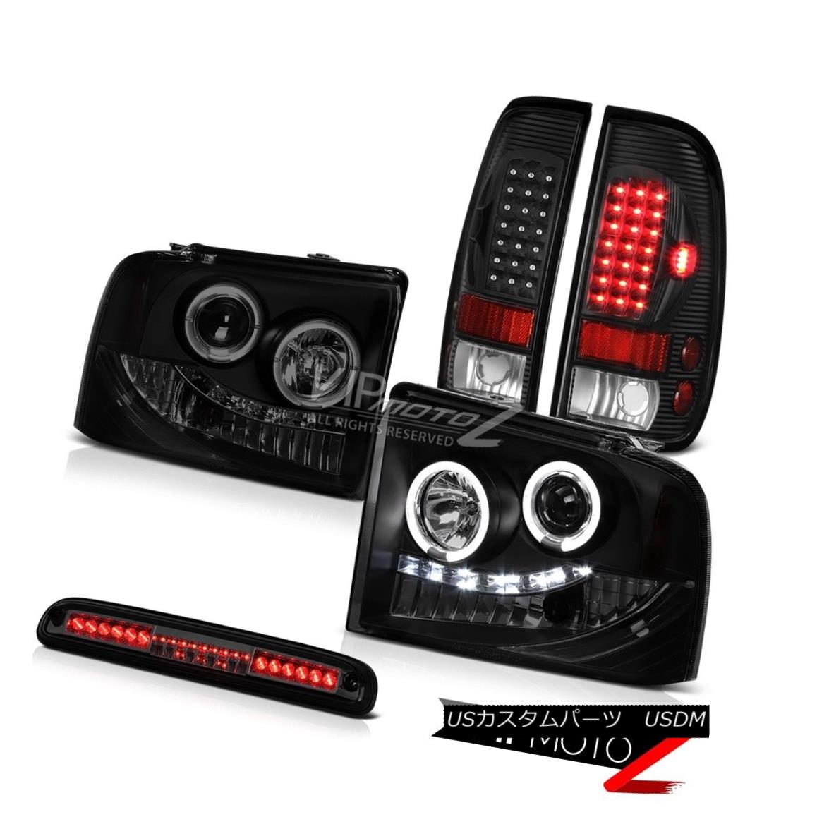 ヘッドライト 05-07 F250 TurboDiesel Angel Eye Headlights Black LED Tail Light Smoke 3rd Brake 05-07 F250ターボディーゼルエンジェルアイヘッドライトブラックLEDテールライトスモーク第3ブレーキ 【並行輸入品】