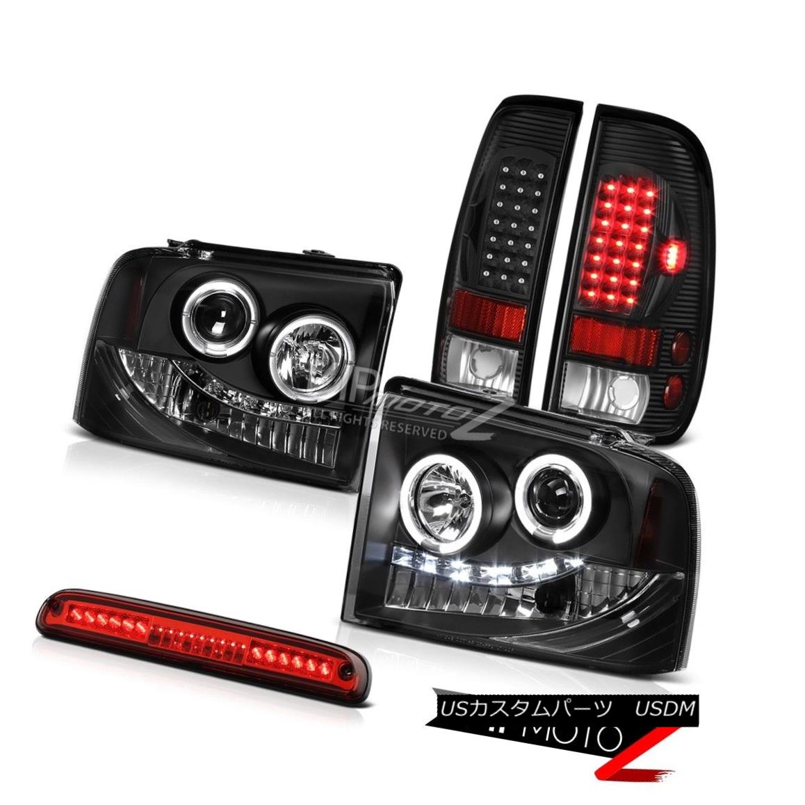 ヘッドライト 05 06 07 F250 FX4 Matte Black Halo LED Headlight Brake Tail Light Wine Red Third 05 06 07 F250 FX4マットブラックハローLEDヘッドライトブレーキテールライトワインレッド3 【並行輸入品】