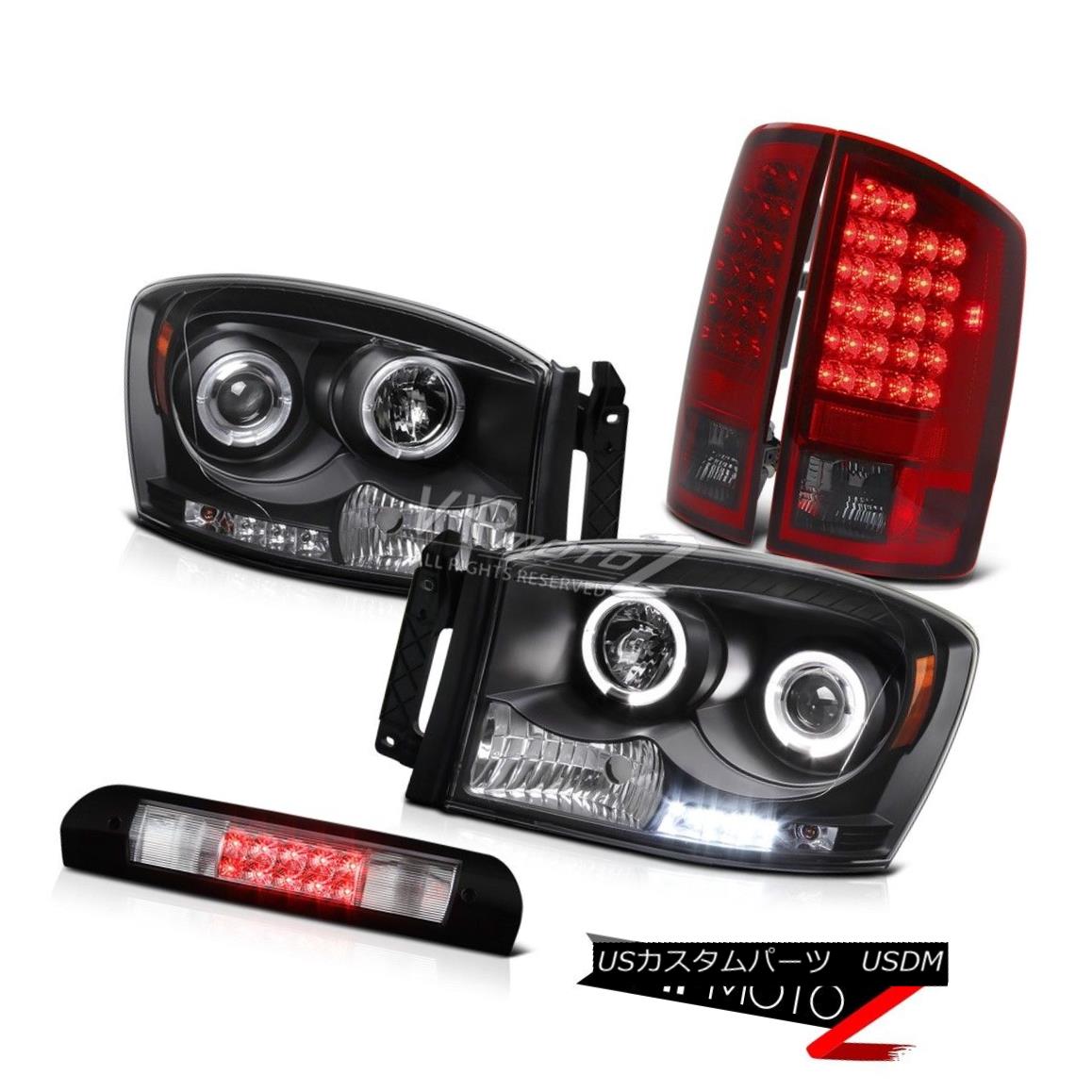 ヘッドライト Matte Black Halo LED Headlight Rear Tail light Chrome 3rd Brake 2007 2008 Ram ST マットブラックハローLEDヘッドライトリアテールライトクローム3rdブレーキ2007 2008 Ram ST 【並行輸入品】