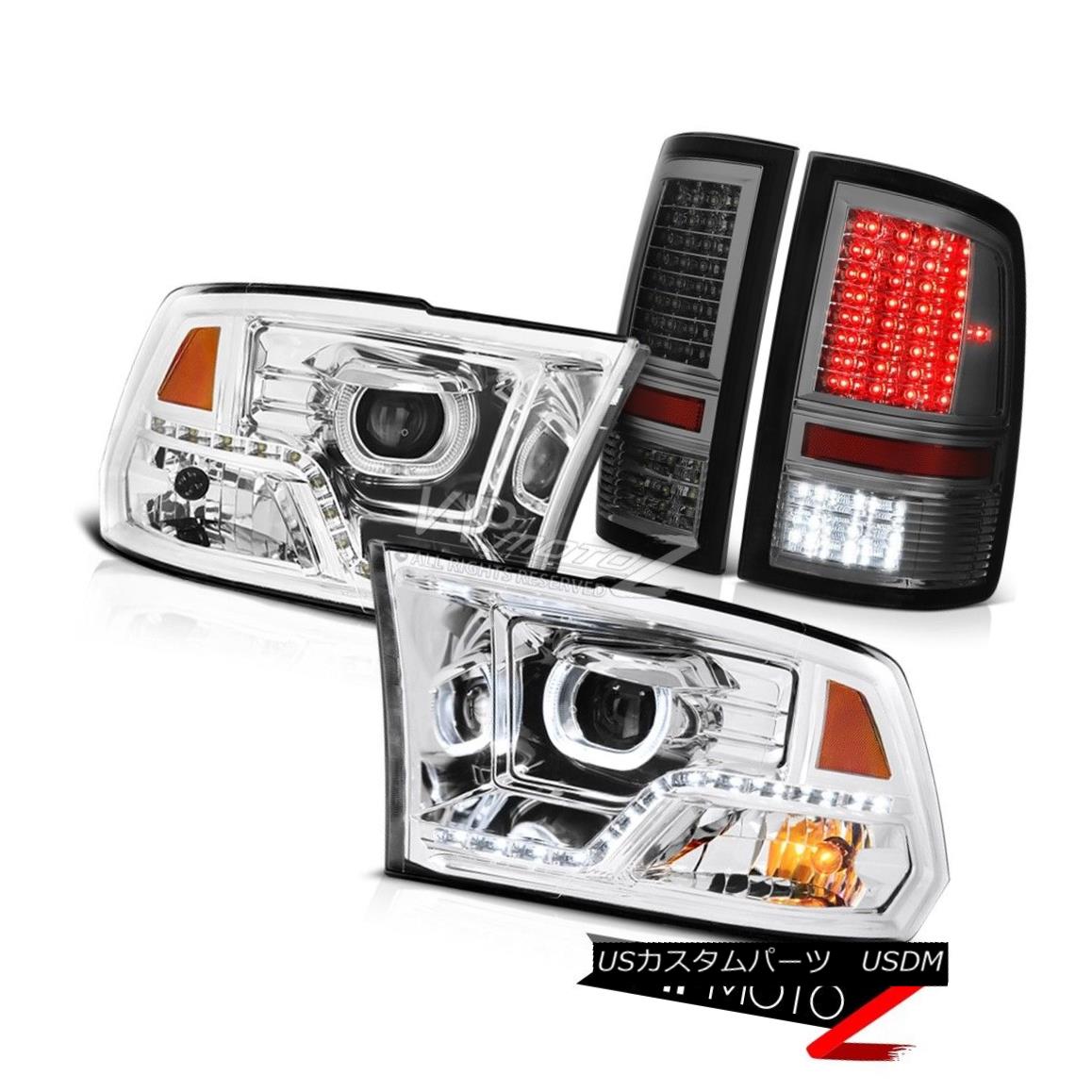 ヘッドライト 09-15 16 17 Dodge RAM 1500 3500 Chrome Drl Headlight Smoked Tail Lamps Assembly 09-15 16 17ダッジRAM 1500 3500クロームDrlヘッドライトスモークテールランプアセンブリ 【並行輸入品】
