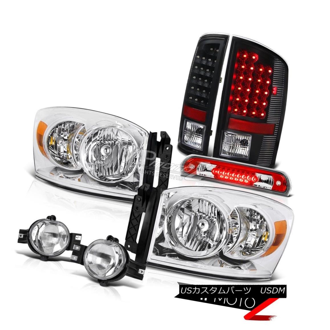 ヘッドライト 2006 Dodge Ram Clear Headlamps LED Bulbs Tail Lights Chrome Fog 3rd Brake Red 2006 Dodge RamクリアヘッドランプLED電球テールライトクロムフォグ3rdブレーキ赤 【並行輸入品】