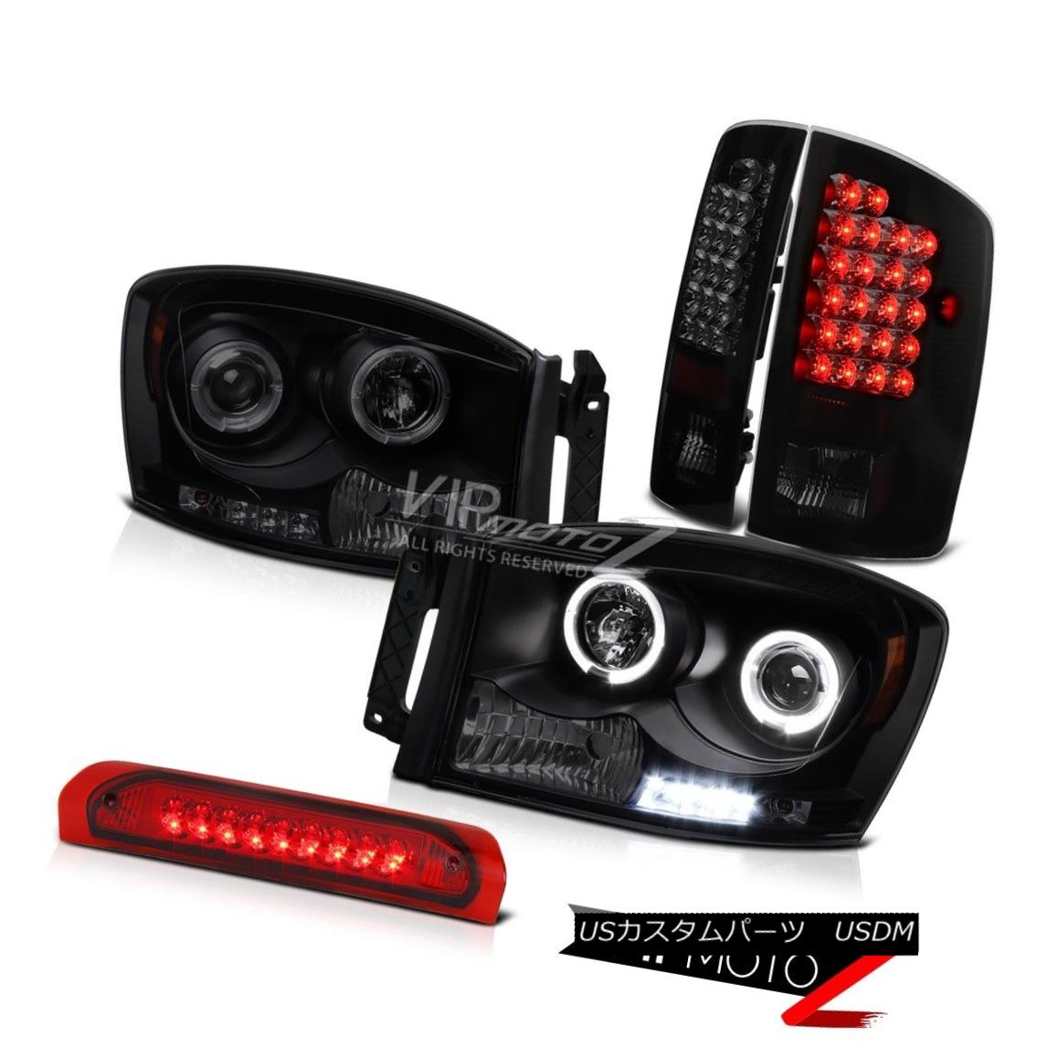 ヘッドライト 06 Dodge Ram Halo Projector Headlight Third Brake Tail Light LED [DARKEST SMOKE] 06ダッジラムハロープロジェクターヘッドライト第3ブレーキテールライトLED [DARKEST SMOKE] 【並行輸入品】