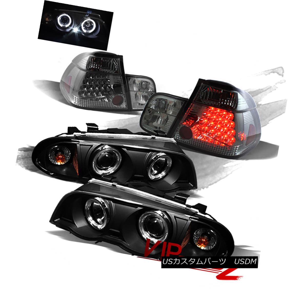ヘッドライト BMW E46 99-01 4DR Black Halo Projector Headlight+Smoke LED Tail Light Trunk Lamp BMW E46 99-01 4DRブラックハロープロジェクターヘッドライト+スモーク e LEDテールライトトランクランプ 【並行輸入品】
