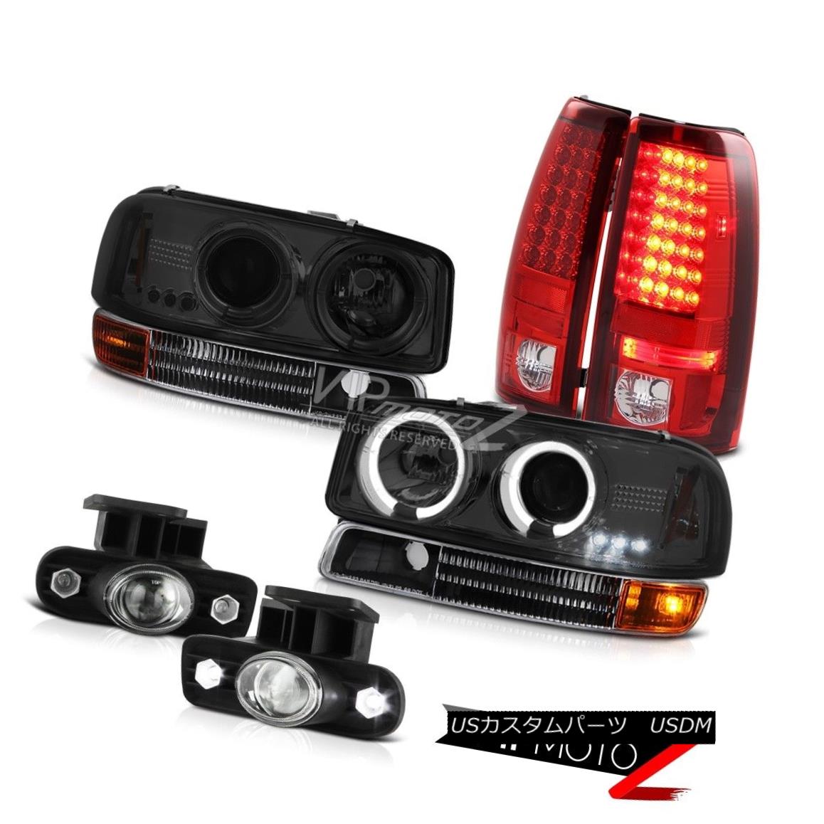 ヘッドライト 1999-2003 Sierra 5.3L V8 Pair Halo Headlights Red LED Tail Lights Projector Fog 1999-2003シエラ5.3L V8ペアハローヘッドライトレッドLEDテールライトプロジェクターフォグ 【並行輸入品】