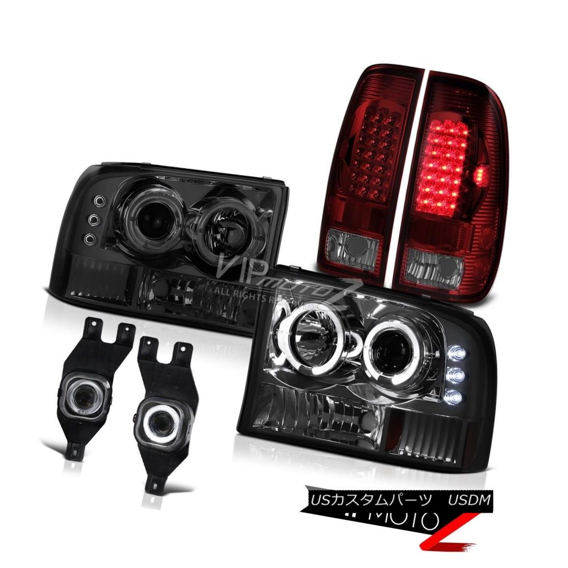 ヘッドライト 99-04 F250/F350 Smoke Angel Eye Projector Headlamp+LED Taillight+HalO Fog Lights 99-04 F250 / F350スモークエンジェルアイプロジェクターヘッドランプ+ LEDテールライト+ HalOフォグライト 【並行輸入品】