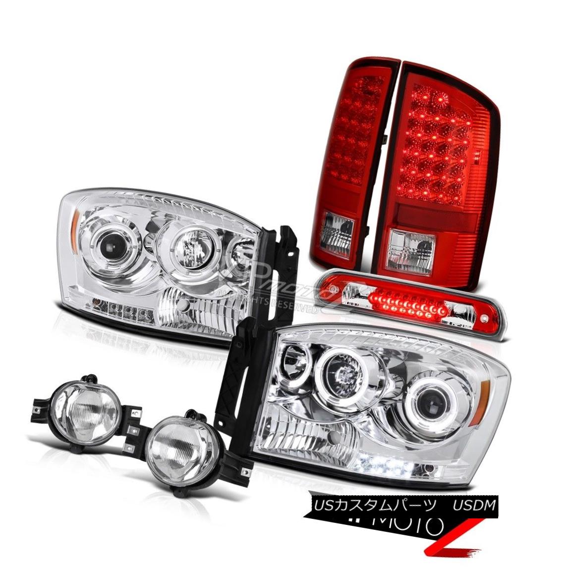 ヘッドライト 2007 2008 Ram SLT Halo Rim Headlights Smoke Red Brake LED Tail Lights Roof Cargo 2007年2008年ラムSLTハローリムヘッドライトスモークブレーキLEDテールライトルーフカーゴ 【並行輸入品】