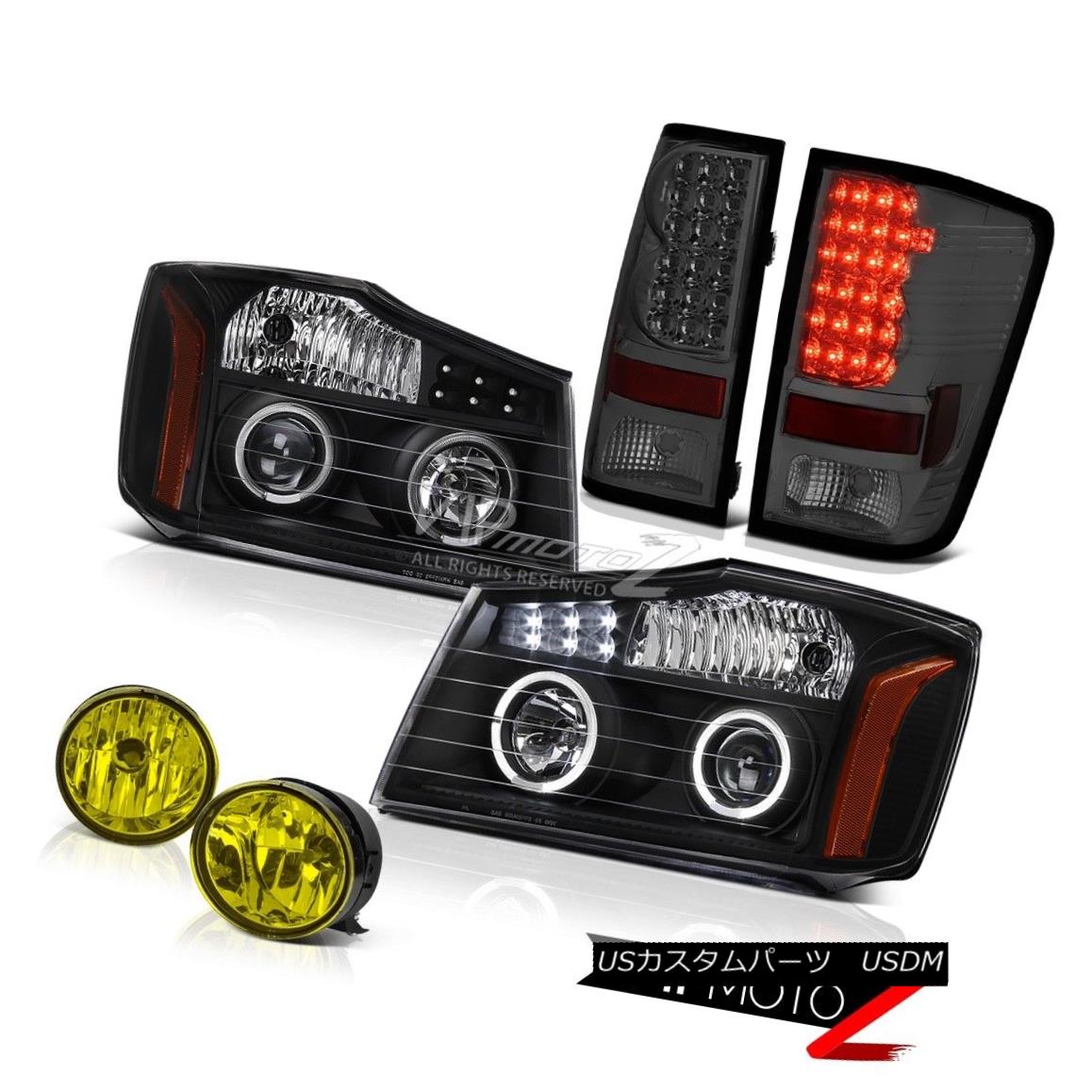 ヘッドライト For 04-15 Titan Pro-4X L.E.D DRL Halo Headlight Smoke Tail Light LED Yellow Fog 04-15タイタンPro-4X L.E.D DRLヘイローヘッドライトスモークテールライトLEDイエローフォグ 【並行輸入品】