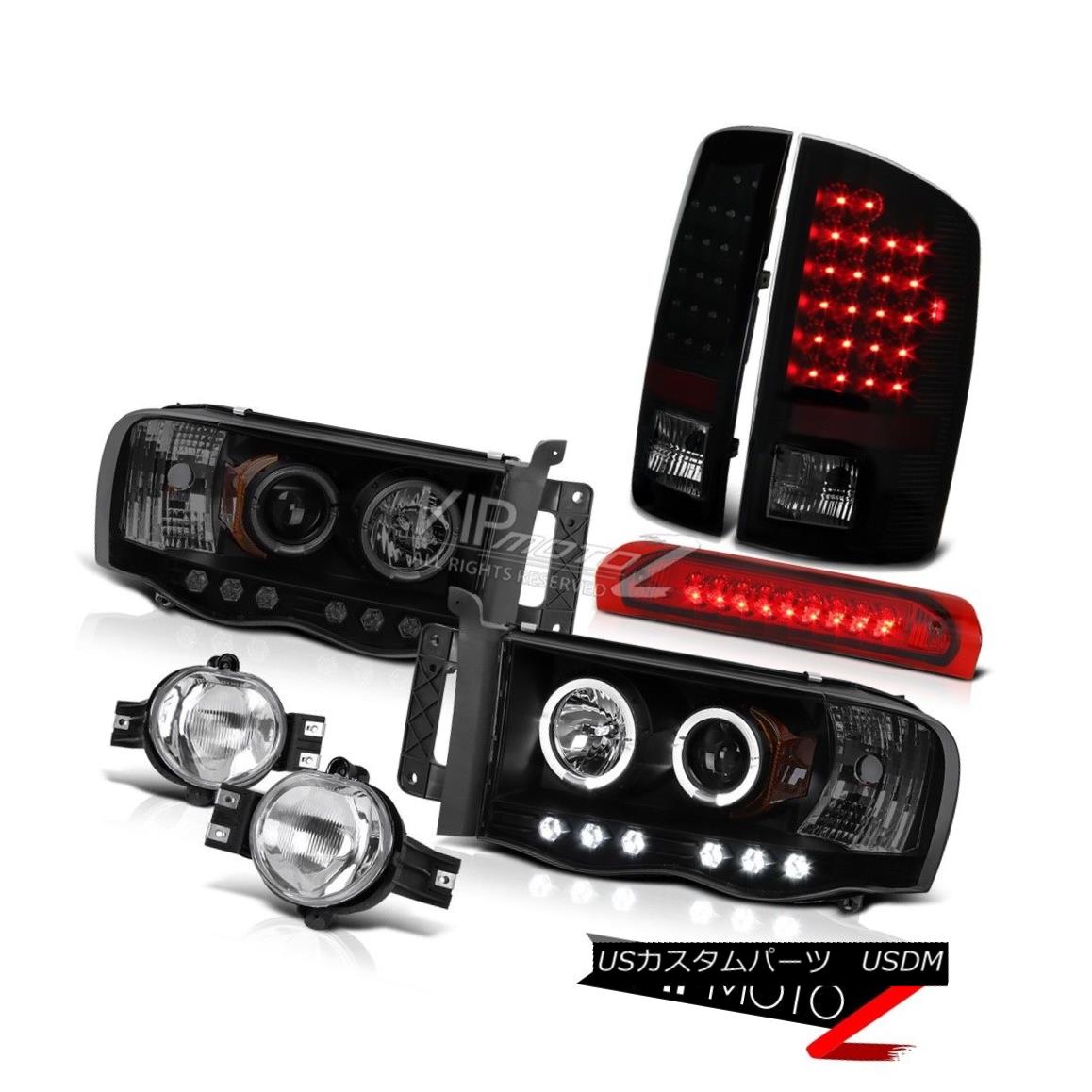 ヘッドライト 02-05 Ram V6 V8 SLT Black Headlight Halo L.E.D Rear Tail Light Fog Stop Lamp LED 02-05 Ram V6 V8 SLTブラックヘッドライトHalo L.E.DリアテールライトフォグストップランプLED 【並行輸入品】