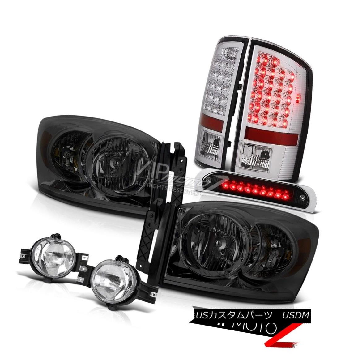 ヘッドライト 2007-2008 Ram Dark Headlight LED Tail Light Sterling Chrome Fog High Brake Cargo 2007-2008ラムダークヘッドライトLEDテールライトスターリングクロムフォグハイブレーキキャロ 【並行輸入品】