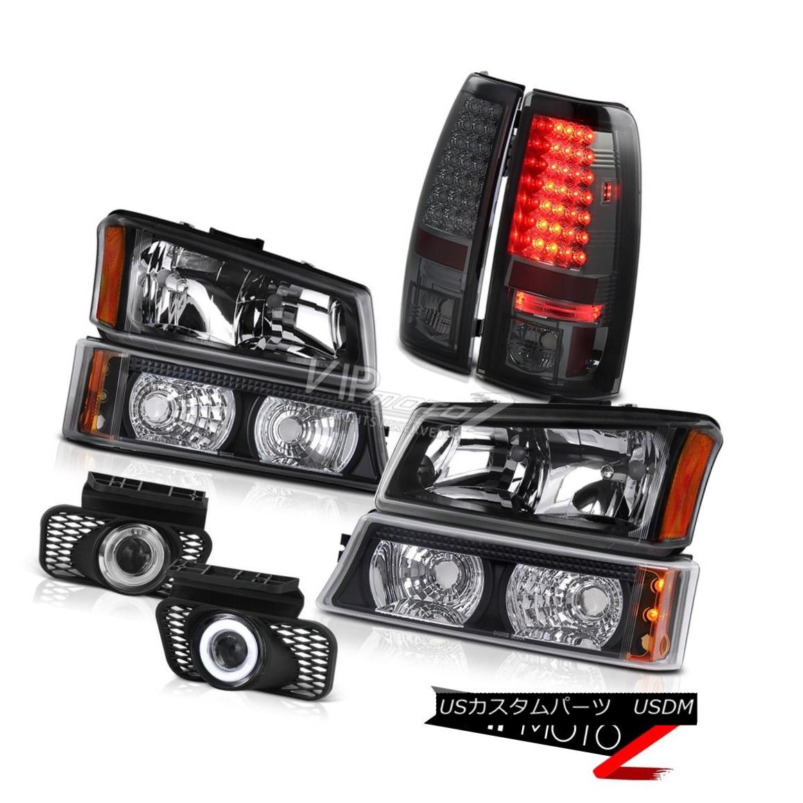 ヘッドライト Black Headlamps Set Bumper Lamp LED Bulbs Tail Light Foglamp 2003 2004 Silverado ブラックヘッドランプセットバンパーランプLED電球テールライトFoglamp 2003 2004 Silverado 【並行輸入品】