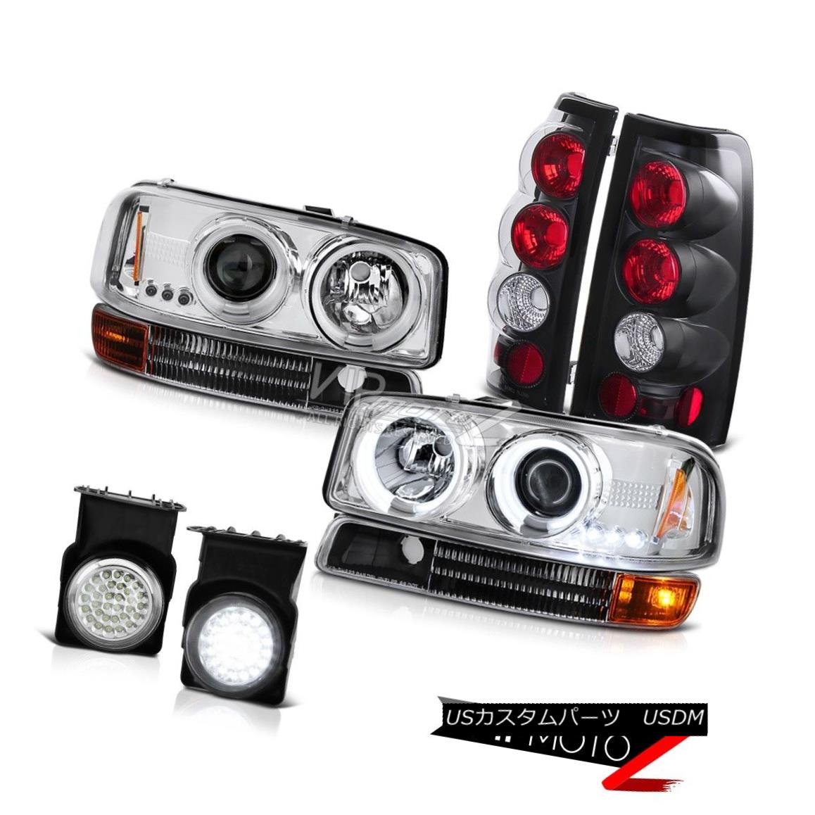 ヘッドライト CCFL Ring Headlights Bumper Signal Black Tail Lights LED Fog 2003 Sierra 5.3L V8 CCFLリングヘッドライトバンパーシグナルブラックテールライトLED Fog 2003 Sierra 5.3L V8 【並行輸入品】