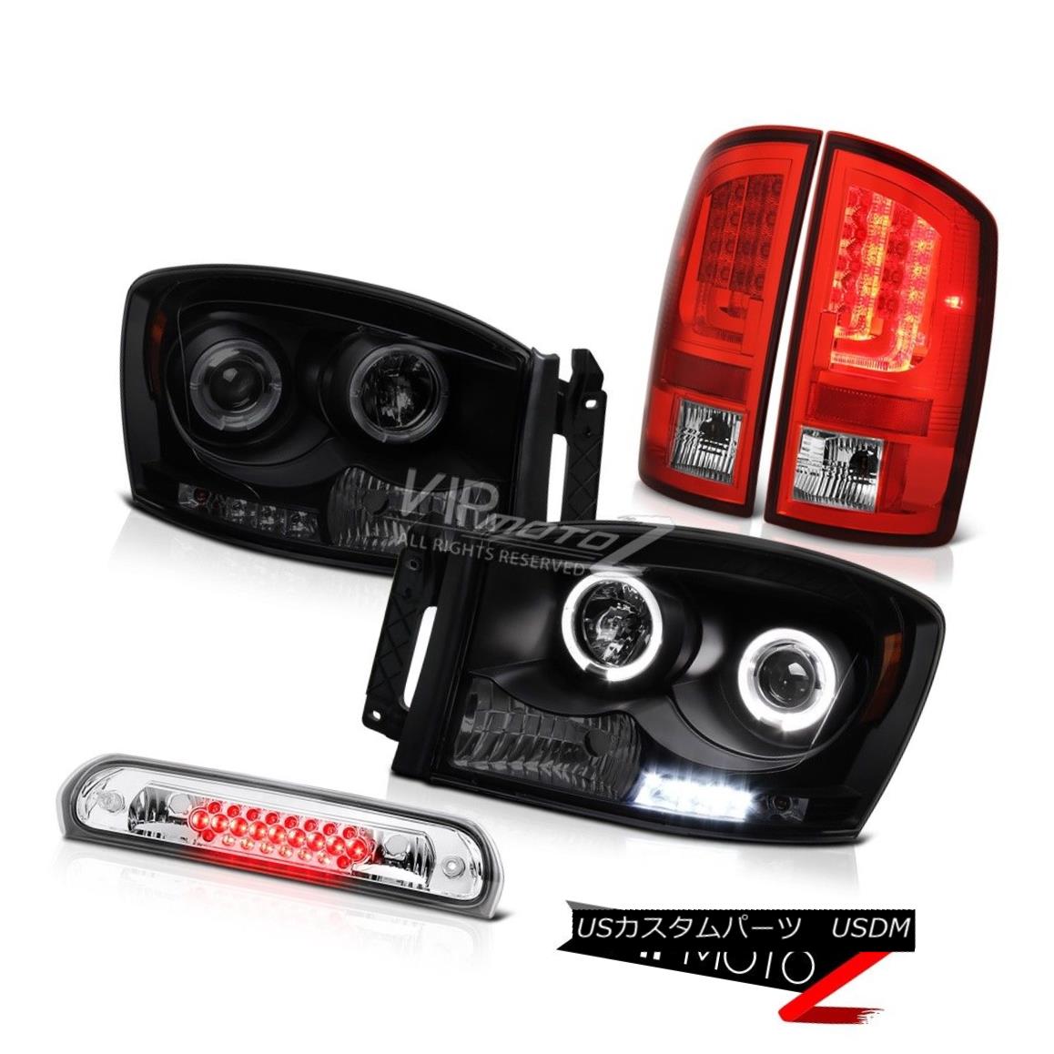 ヘッドライト 2006 Ram 4.7L Tail Lamps Dark Tinted Headlamps High STop Light LED Angel Eyes 2006ラム4.7LテールランプダークティンテッドヘッドランプハイSTopライトLEDエンジェルアイズ 【並行輸入品】