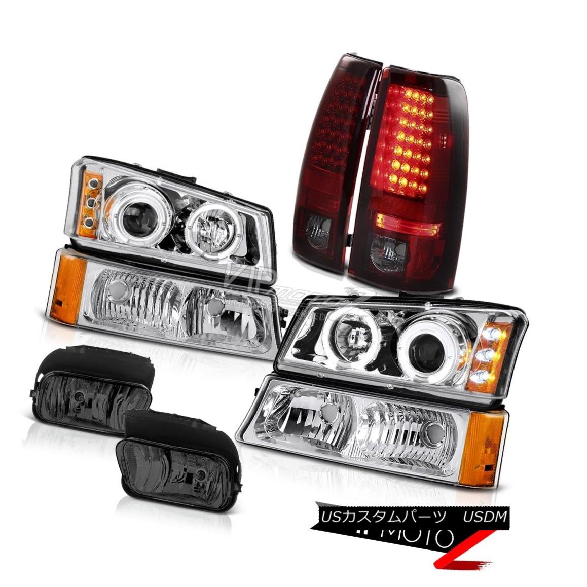 ヘッドライト Chrome Halo LED Headlights Wine Red Tail Lights Foglights 2005 2006 Silverado SS Chrome Halo LEDヘッドライトワインレッドテールライトFoglights 2005 2006 Silverado SS 【並行輸入品】