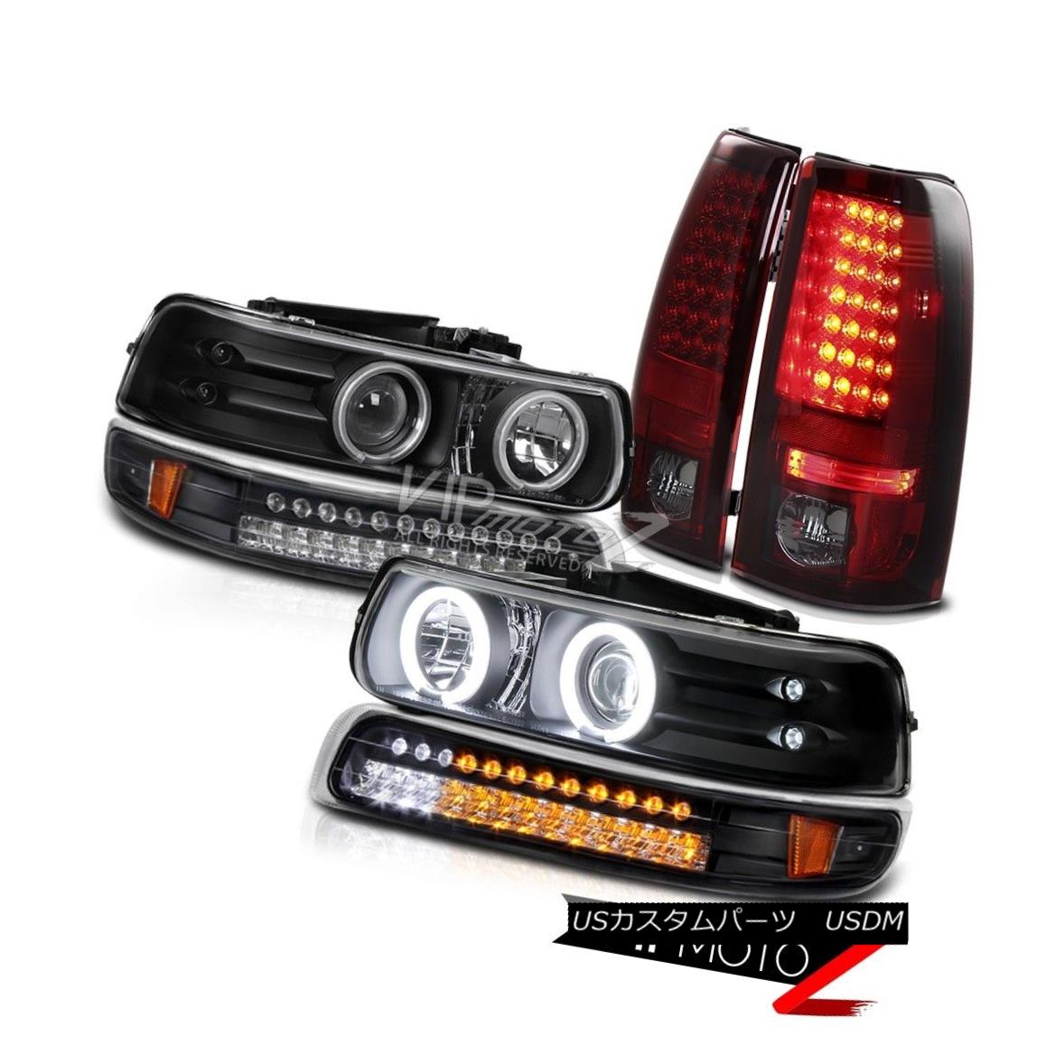 ヘッドライト 1999-2002 Chevy Silverado CCFL Angel Eye LED Parking Headlights Smoke Taillamps 1999-2002シボレーシルバラードCCFLエンジェルアイLEDパーキングヘッドライトスモークタイルランプ 【並行輸入品】