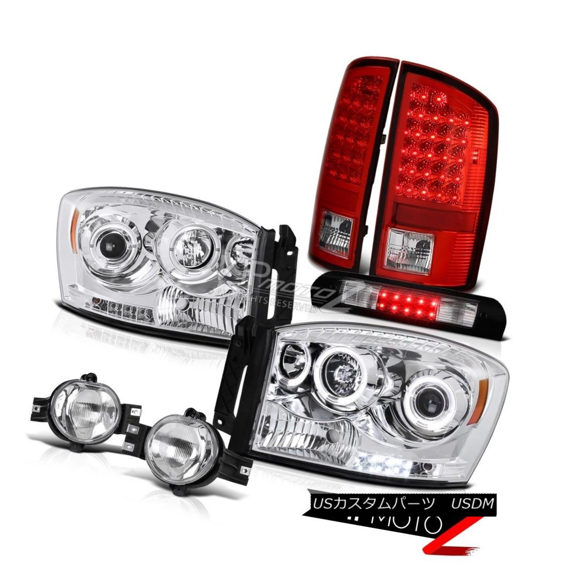 ヘッドライト 2007 2008 Dodge Ram 1500 Angel Eye Headlights Red LED Tail Lights Fog Black 3rd 2007 2008ダッジラム1500エンジェルアイヘッドライトレッドLEDテールライトフォグブラック3rd 【並行輸入品】