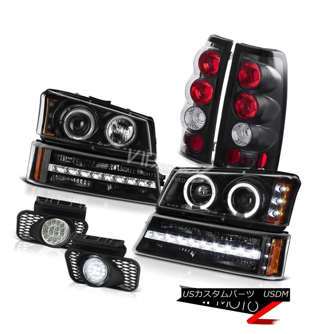 ヘッドライト 03-06 Silverado Fog lights raven black tail brake parking light Headlamps LED 03-06シルヴァーラドフォグライトカラスブラックテールブレーキパーキングライトヘッドランプLED 【並行輸入品】
