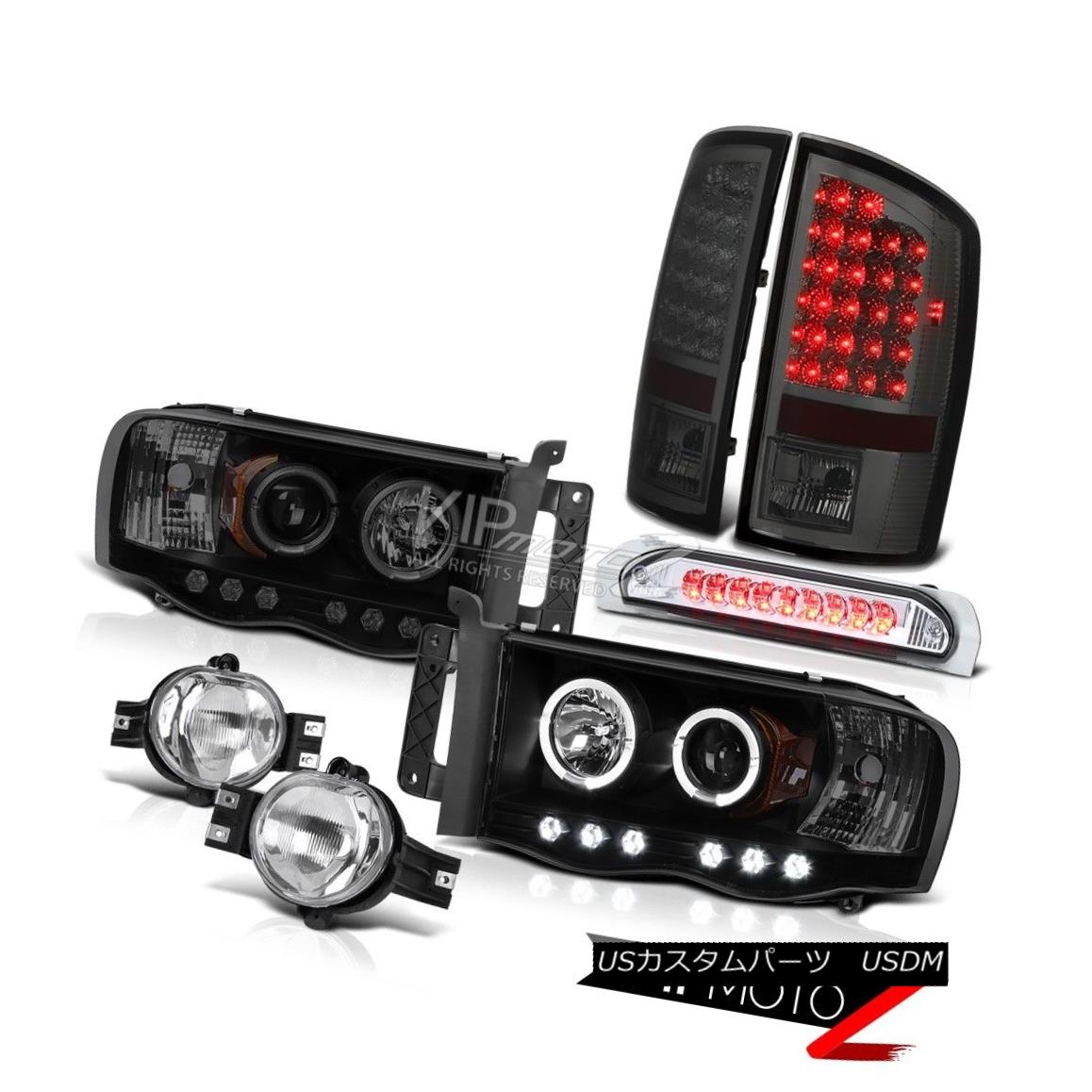 ヘッドライト Ram Darkest Black Halo Headlights Smoked LED Taillamp Bumper Fog High Stop Light ラムダークストロークブラックヘイローヘッドライトスモークLEDタイルランプバンパーフォグハイストップライト 【並行輸入品】