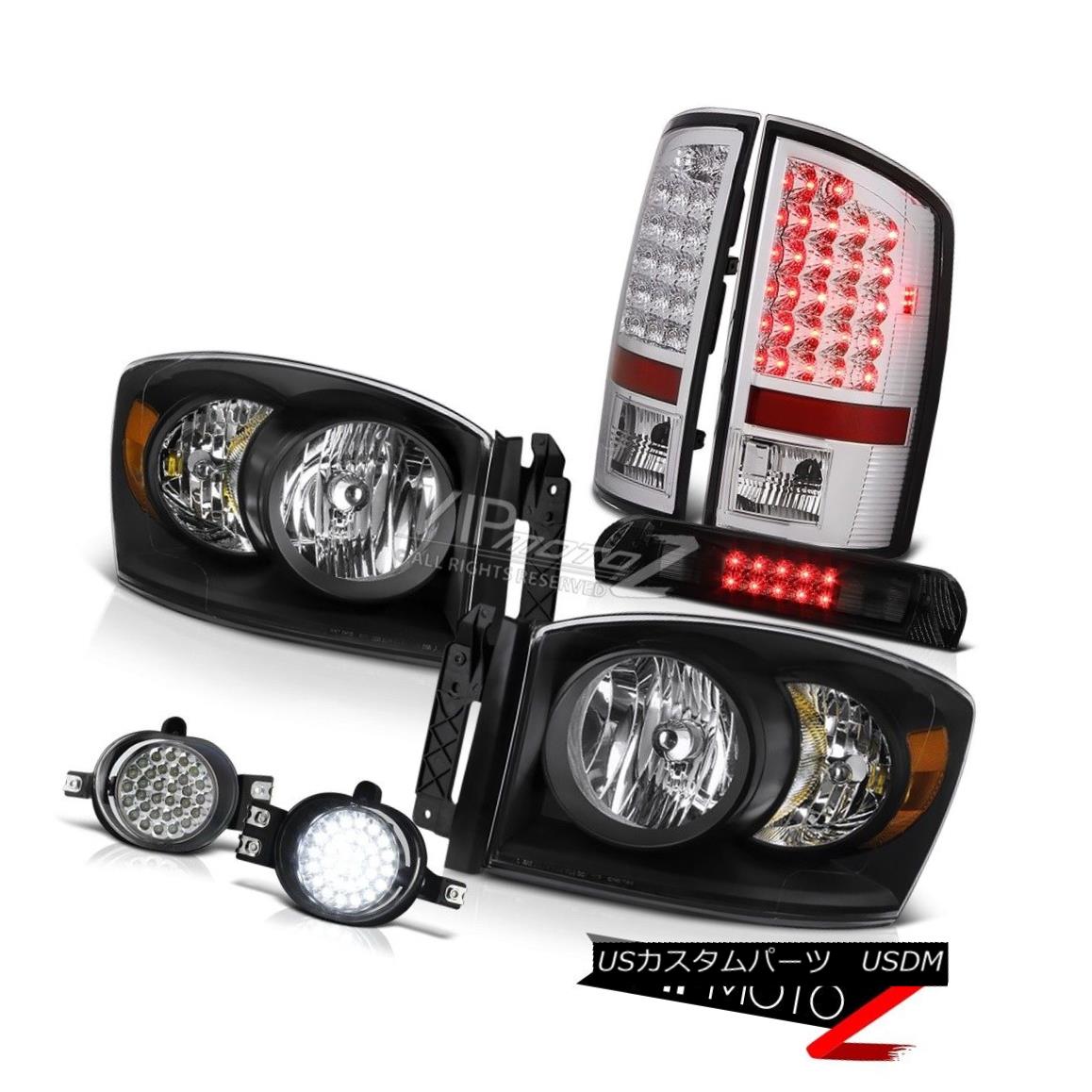 ヘッドライト Inky Black Headlights LED Taillamps Chrome SMD Fog High Stop Smoke 07-08 Ram ST Inky BlackヘッドライトLEDタイルランプChrome SMD Fogハイストップスモーク07-08 Ram ST 【並行輸入品】