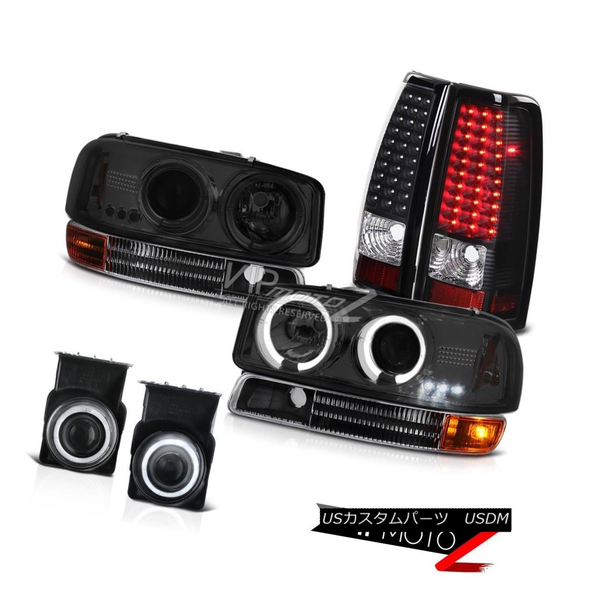 ヘッドライト 04 05 06 GMC GMT800 Halo Rim Headlight LED Bulb Tail Lights Glass Projector Fog 04 05 06 GMC GMT800ハローリムヘッドライトLED電球テールライトガラスプロジェクターフォグ 【並行輸入品】