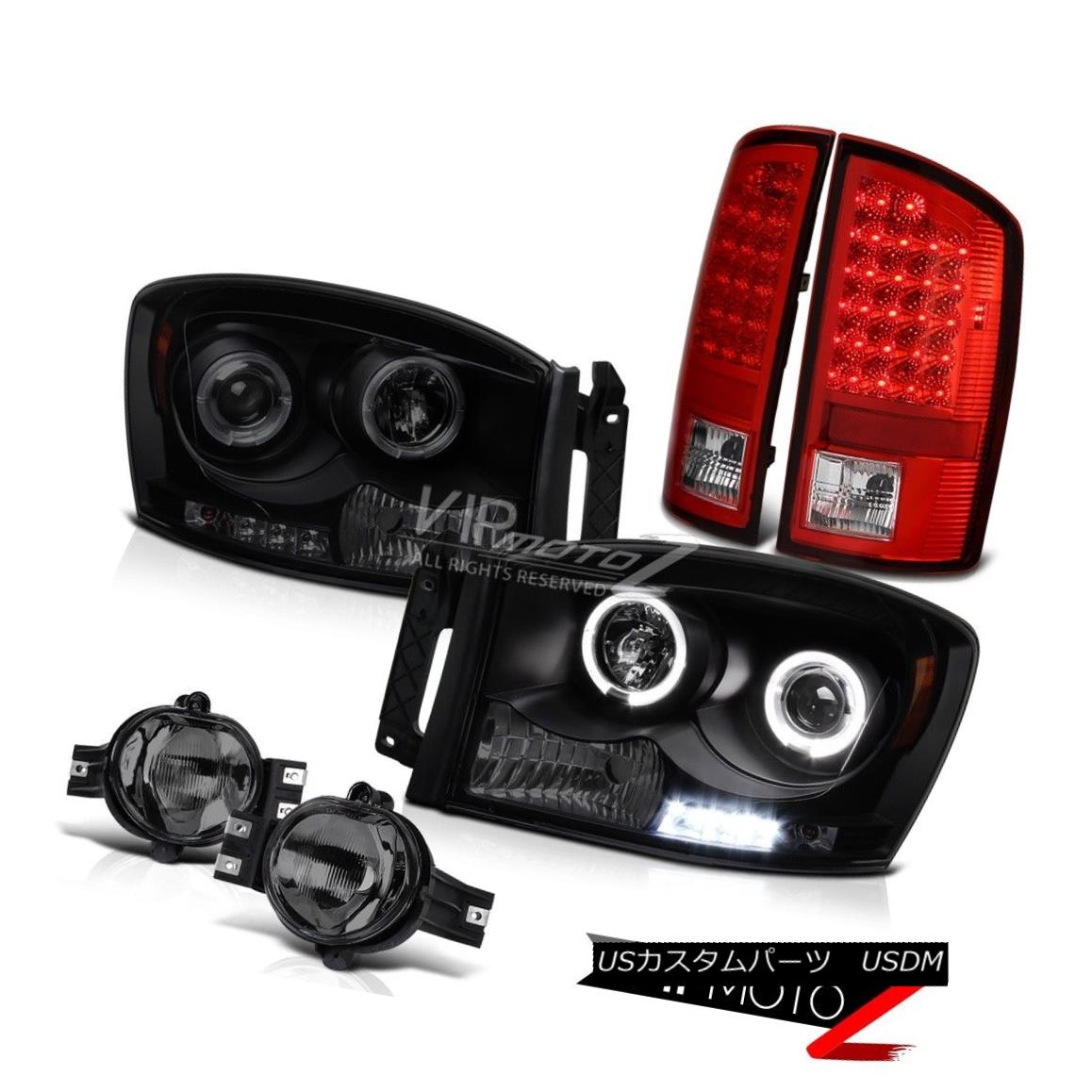 ヘッドライト 2006 Ram 2500 4x4 Smoke Halo LED Headlights Wiring DRL Foglights Red Tail Lights 2006 Ram 2500 4x4スモークハローLEDヘッドライトDRLフォグライトレッドテールライト 【並行輸入品】