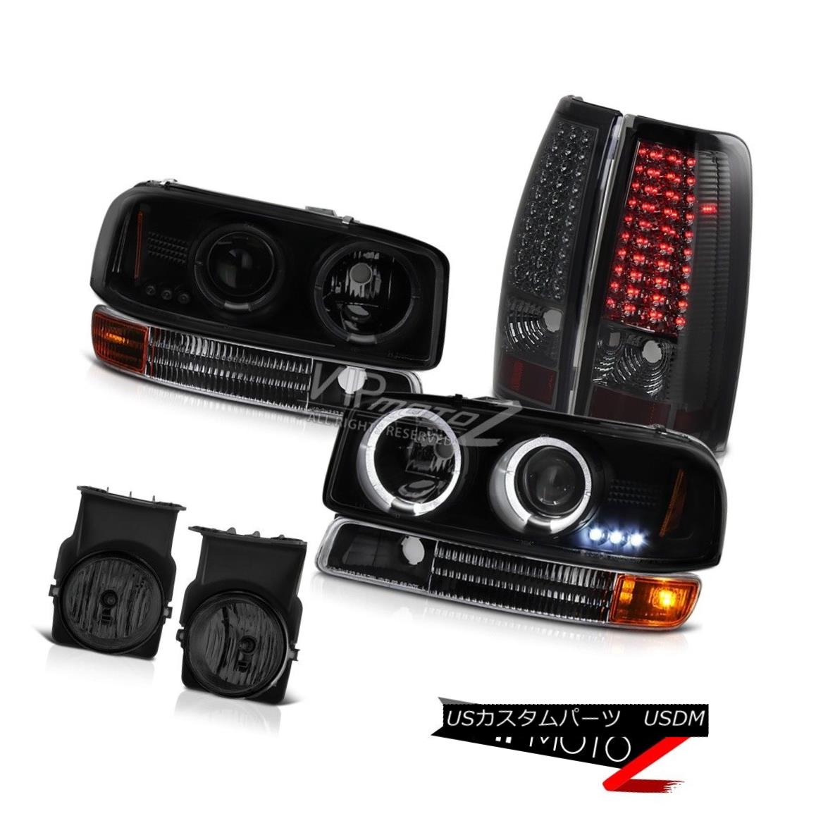 ヘッドライト Smoke Halo Headlights Matte Black Signal Smoked LED Taillamps Fog 04-06 Sierra スモークハローヘッドライトマットブラック信号スモークLEDタイルランプFog 04-06 Sierra 【並行輸入品】