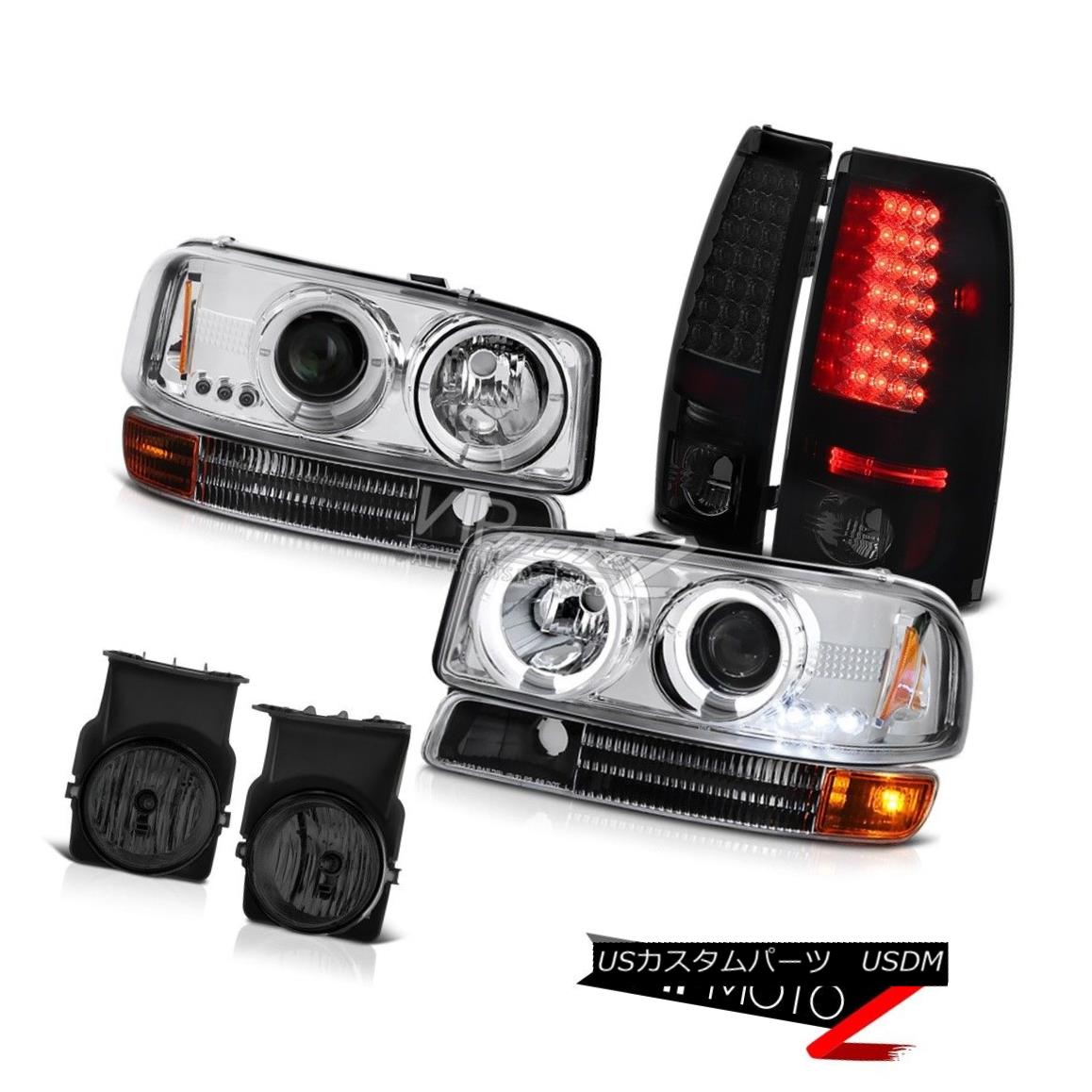 ヘッドライト 2003 Sierra SL DRL Halo Headlight Black Bumper Brake LED SMD Tail Light Foglight 2003シエラSL DRLハローヘッドライトブラックバンパーブレーキLED SMDテールライトFoglight 【並行輸入品】