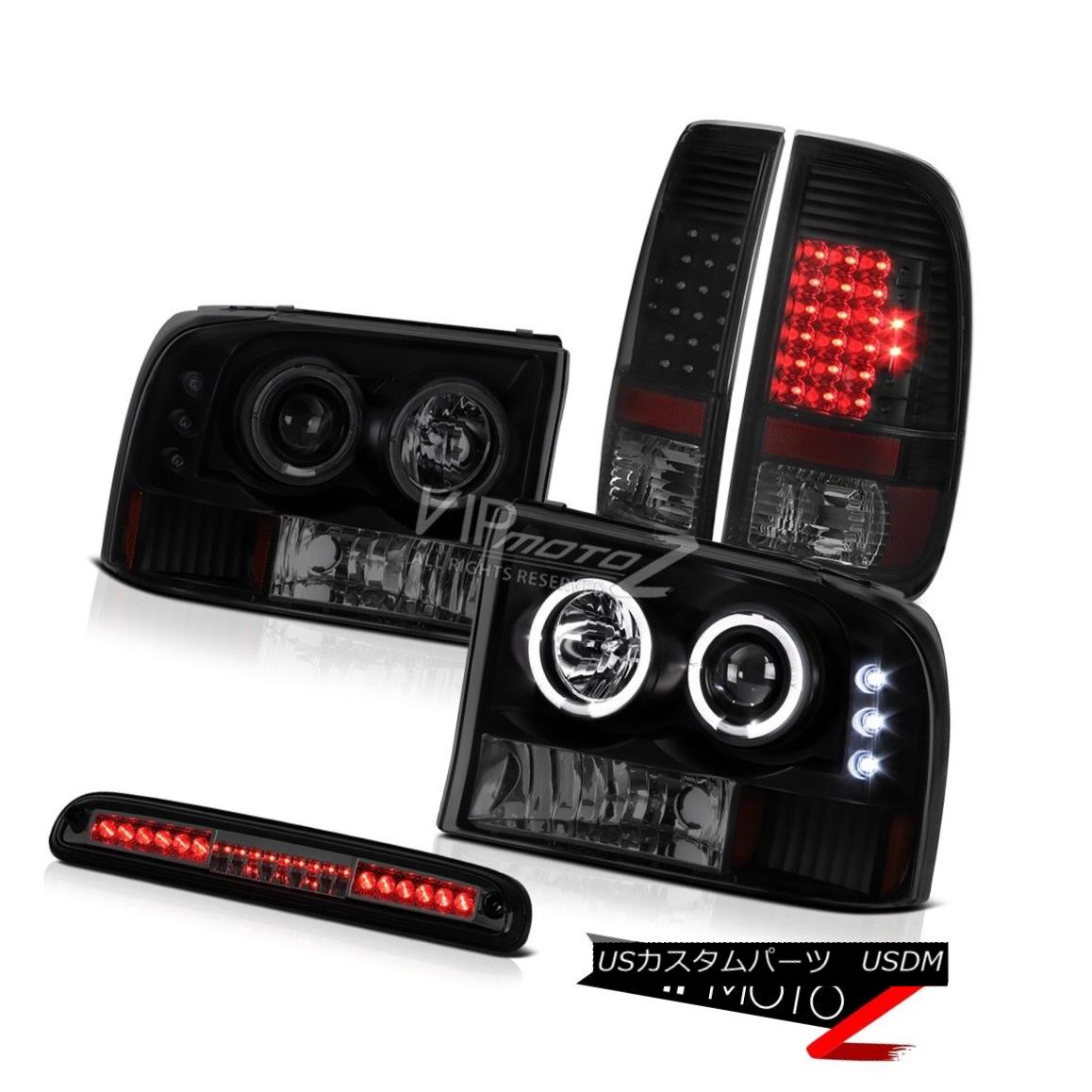 ヘッドライト 99-04 F250 Lariat Smoke Halo LED Headlights Sinister Black Taillamps Third Cargo 99-04 F250ラリアット・スモーク・ハローLEDヘッドライトブラック・タイランンプ第3貨物 【並行輸入品】