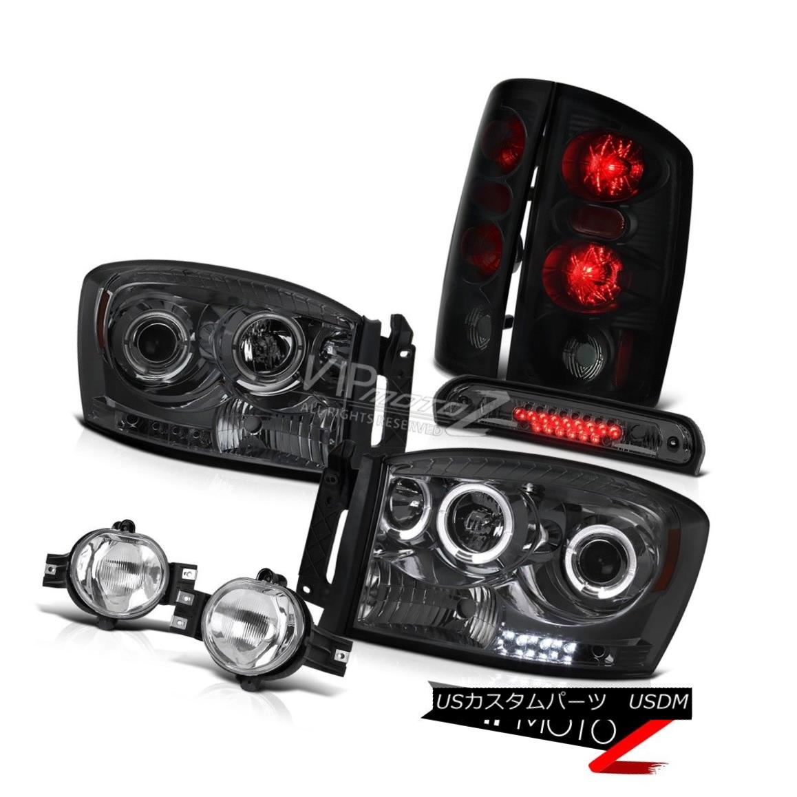 ヘッドライト 2006 Dodge Ram PowerTech Smoke Halo Headlights Rear Tail Chrome Fog Tint 3rd LED 2006ダッジラムパワーテックスモークヘイローヘッドライトリアテールクロムフォグティント第3 LED 【並行輸入品】