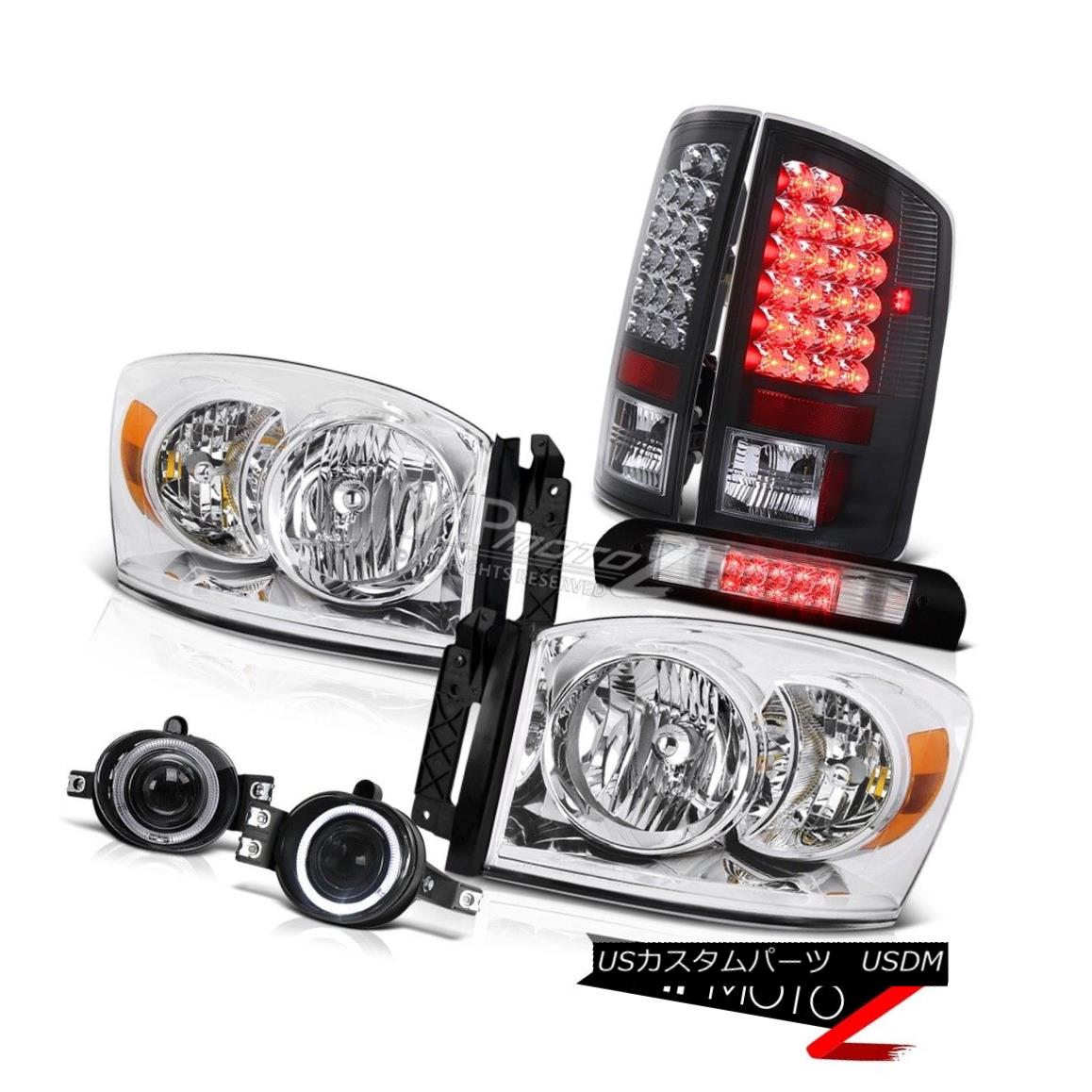 ヘッドライト 2007-2008 Ram V8 Chrome Headlamps SMD Tail Lights Black Projector Fog 3rd Brake 2007-2008 Ram V8クロームヘッドランプSMDテールライトブラックプロジェクターフォグ3rdブレーキ 【並行輸入品】