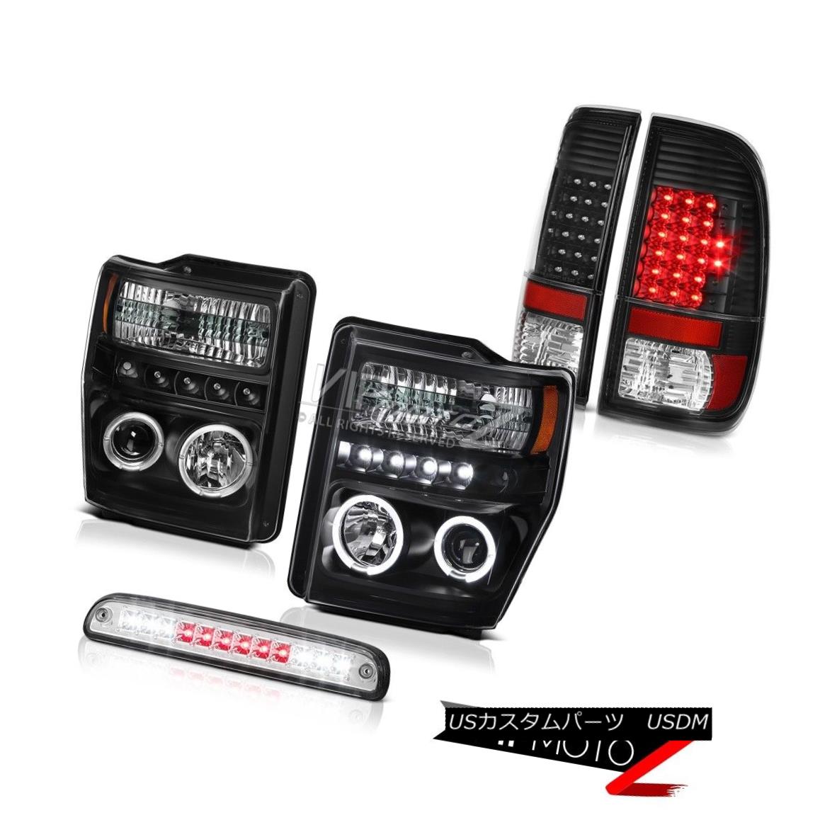 ヘッドライト 2008-2010 F350 FX4 Black Angel Eye Headlights LED Taillights Chrome 3rd Brake 2008年?2010年F350 FX4ブラックエンゼルアイヘッドライトLEDテールライトクローム第3ブレーキ 【並行輸入品】