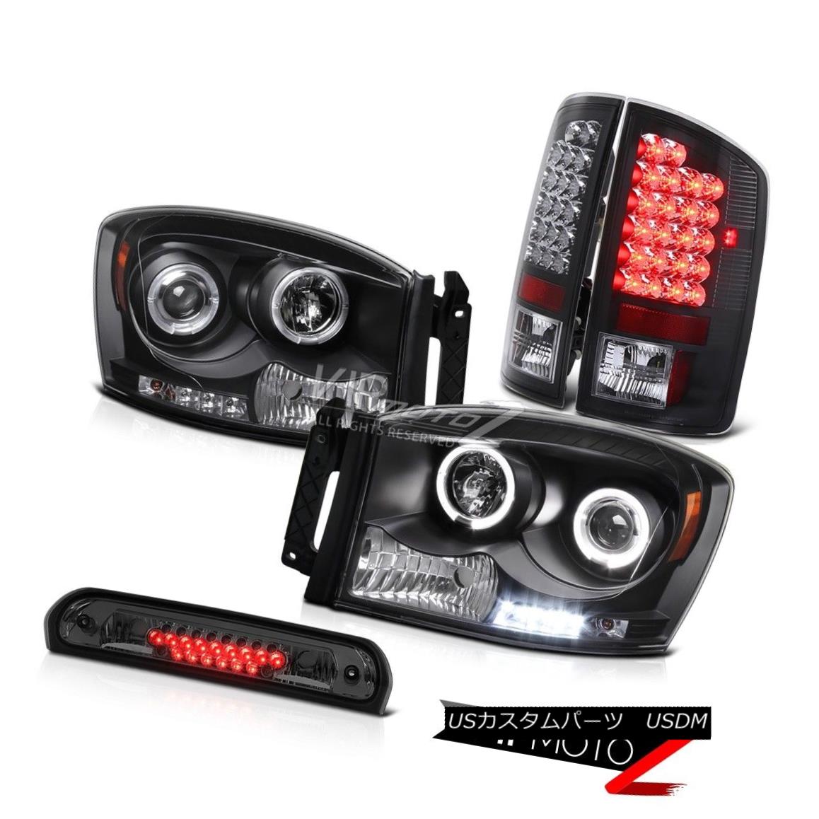 ヘッドライト Dual Halo Headlights Signal Tail Lights Tinted 3rd Brake LED 2007 2008 Ram ST デュアルヘイローヘッドライト信号テールライトは、第3ブレーキLED 2007年を着色しました。Ram ST 【並行輸入品】