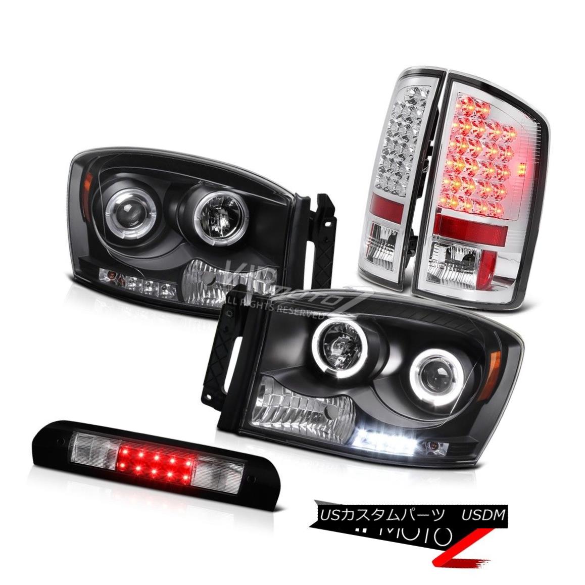 ヘッドライト Satin Black LED Headlights Chrome Taillights Third Brake 2007 2008 Dodge Ram V6 サテンブラックLEDヘッドライトクロームティアライトサードブレーキ2007 2007 Dodge Ram V6 【並行輸入品】