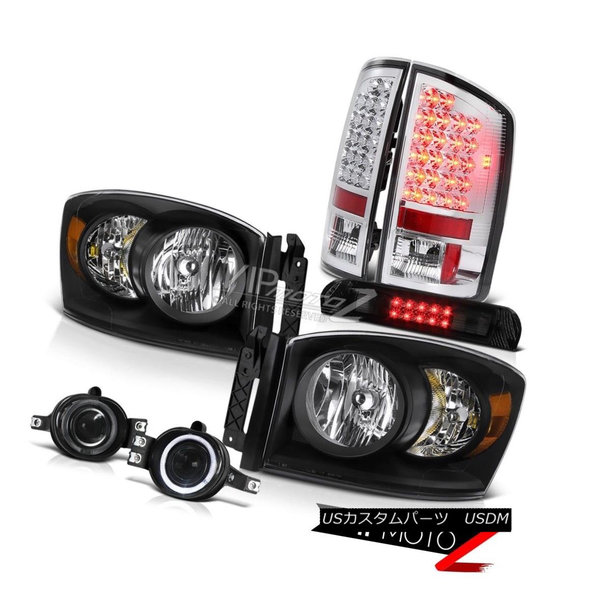 ヘッドライト Black Headlights LED Tail Lamps Chrome Smoke Fog Roof Brake 2007 2008 Dodge Ram ブラックヘッドライトLEDテールランプクロームスモークフォグルーフブレーキ2007 2008 Dodge Ram 【並行輸入品】