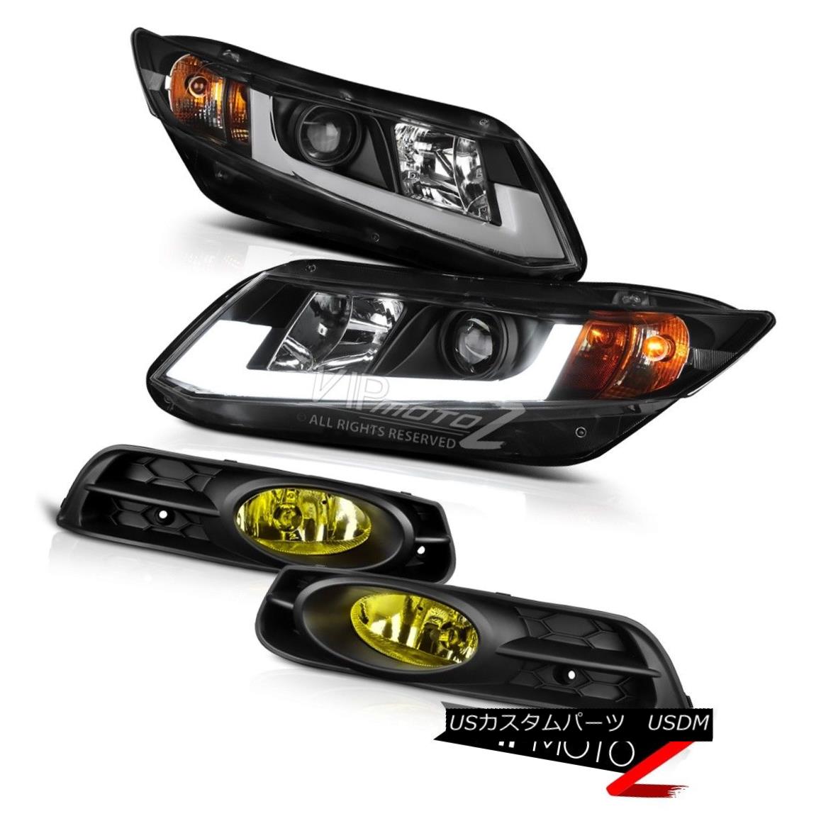 ヘッドライト JDM YELLOW FOGLIGHT+PROJECTOR HEADLIGHTS LED TUBE 2012 2013 Civic 2DR Coupe SI JDMイエローフォグライト+プロジェクター CTORヘッドライトLED TUBE 2012 2013シビック2DRクーペSI 【並行輸入品】