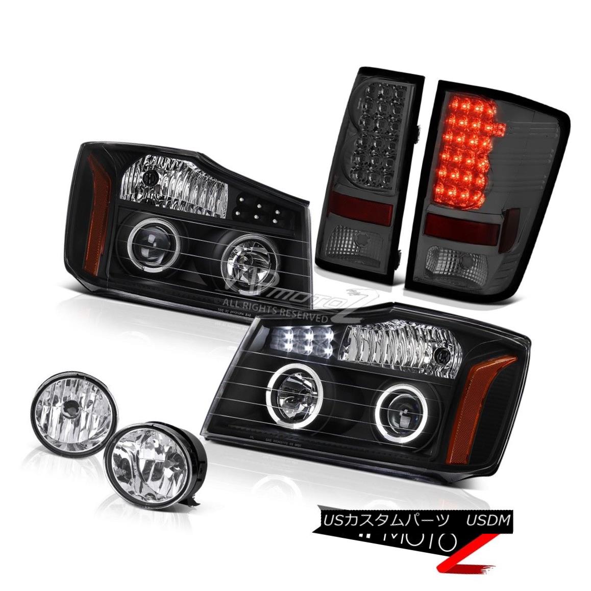 ヘッドライト For 04-15 Titan Pro-4X Black LED Headlight Tinted Brake Tail Lights Bumper Fog 04-15 Titan Pro-4XブラックLEDヘッドライト用ブレーキテールライトバンパーフォグ 【並行輸入品】
