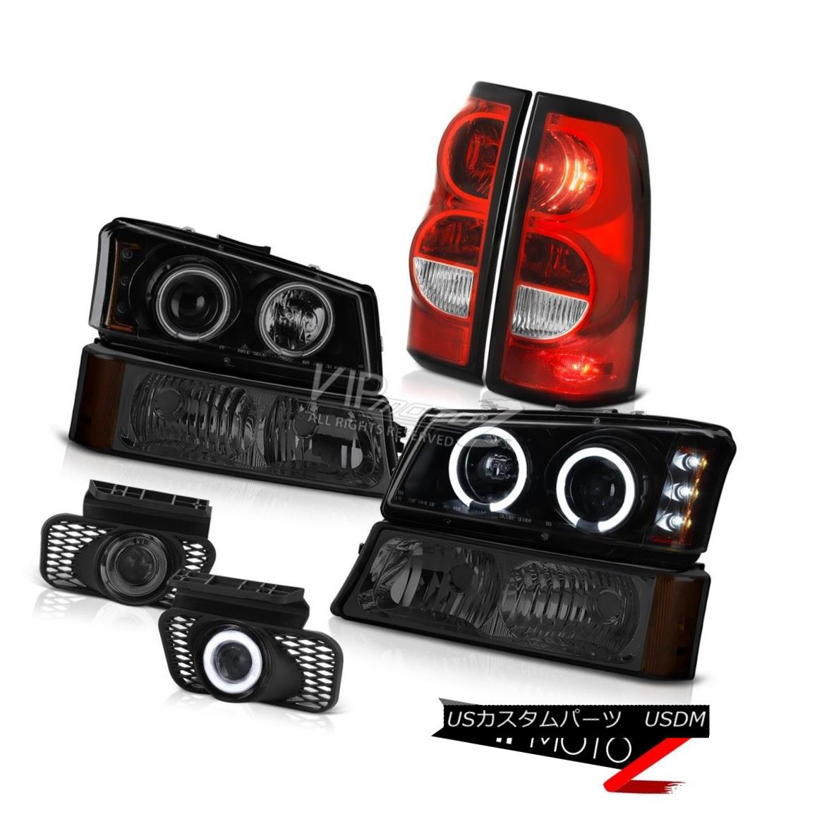 ヘッドライト 03-06 Silverado 1500 Smokey Fog Lamps Tail Turn Signal Sinister Black Headlamps 03-06シルバラード1500スモーキーフォグランプテールターンシグナル灰色のブラックヘッドランプ 【並行輸入品】