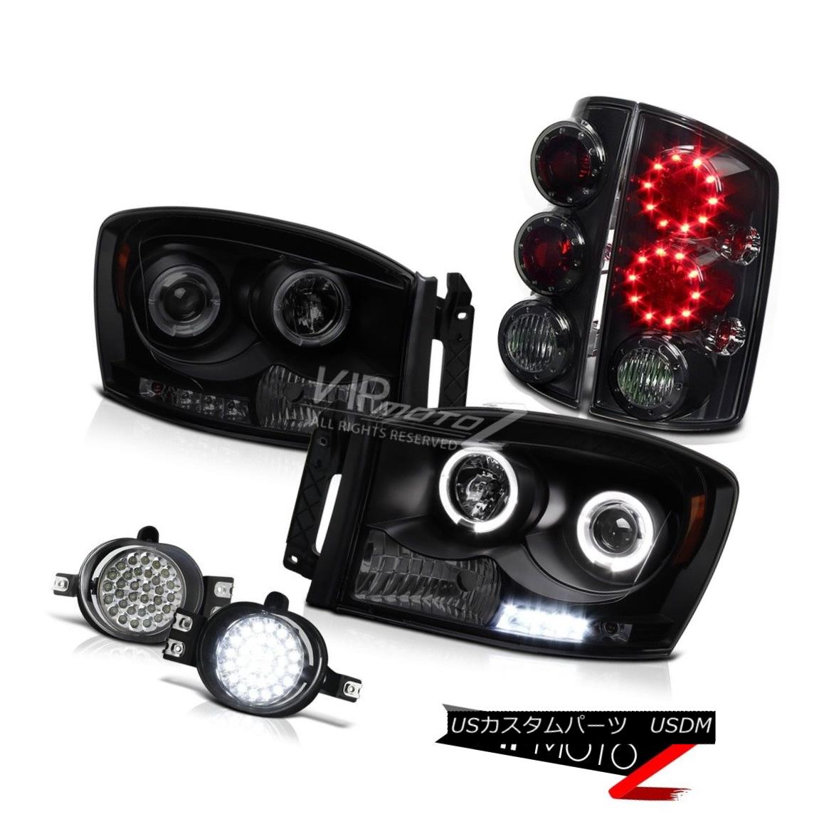 ヘッドライト 06 Dodge Ram Darkest Black Halo LED Headlights Tail Light Smoke FULL LED FOGLAMP 06 Dodge Ram Darkest Black Halo LEDヘッドライトテールライトスモークフルLEDフォグランプ 【並行輸入品】