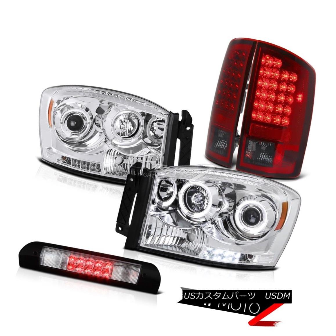 ヘッドライト Halo LED Projector Red Tail Lights High Brake Roof Stop Chrome 2007-2008 Ram Halo LEDプロジェクターレッドテールライトHigh Brake Roof Stop Chrome 2007-2008 Ram 【並行輸入品】